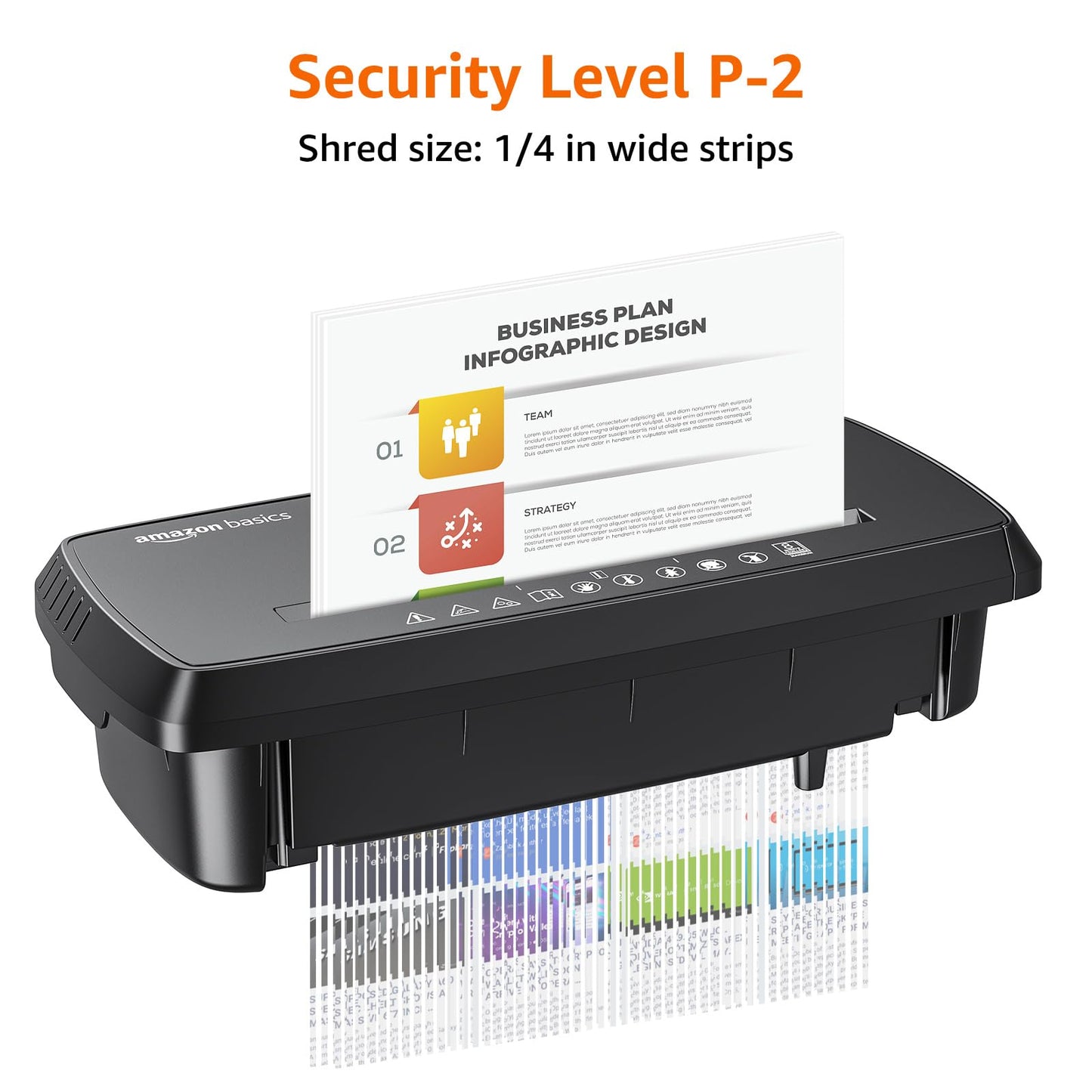 Amazon Basics 8-Sheet Strip-Cut Paper, CD, and Credit Card Shredder, Compact, No Basket
