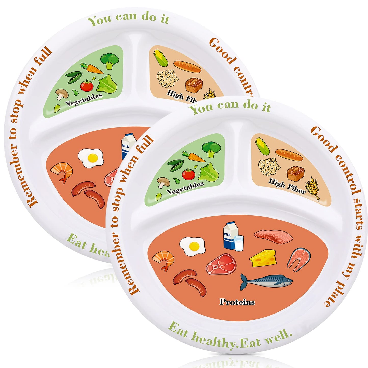 Eaasty 2 Pcs Bariatric Plates for Portion Control, Portion Control Plate for Weight Loss Diet Bariatric Divided Nutrition Container Balanced Eating Food Meal Dinner Healthy Diets Adult, 8.3 Inch