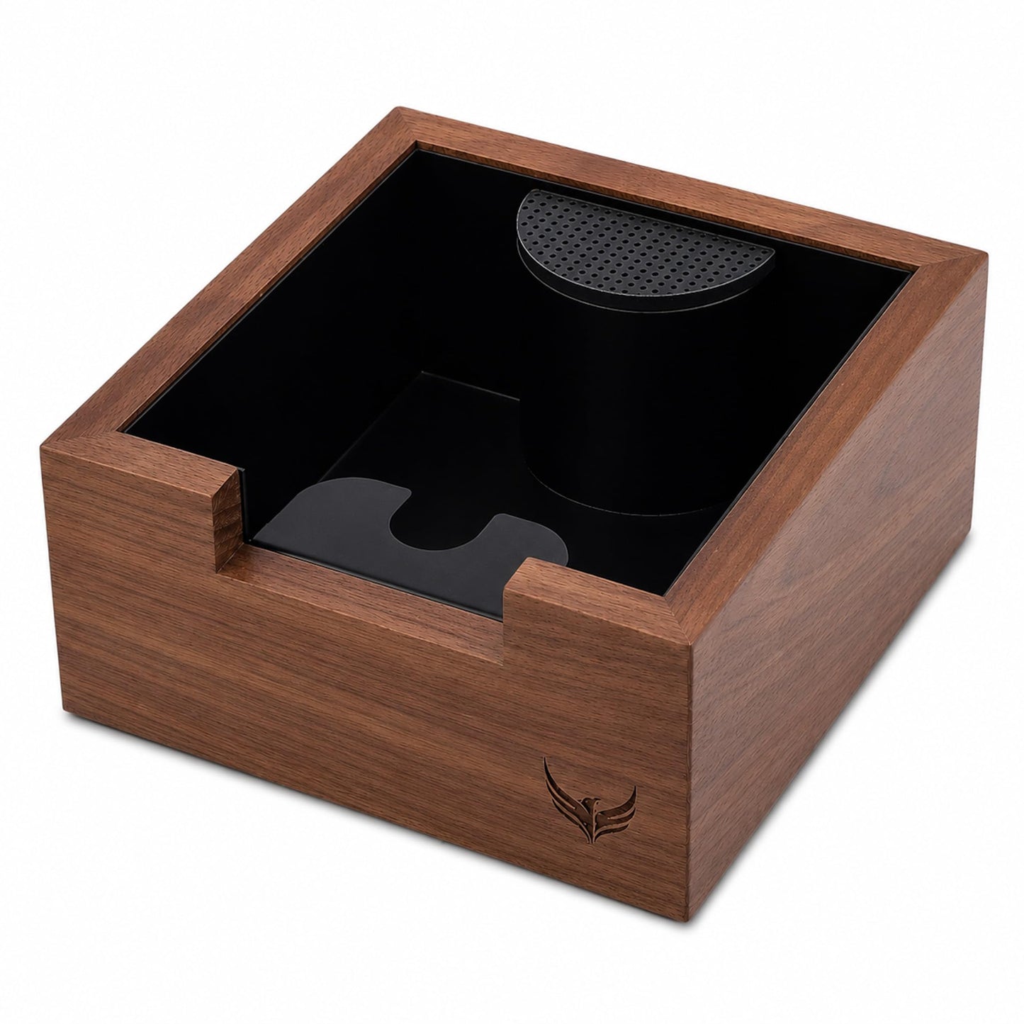 KNODOS Wooden Espresso Knock Box Walnut Dump Bin for Coffee Grounds Disposal Durable, Shock-Absorbent Espresso Machine Accessories, Easy to Clean Tamping Station