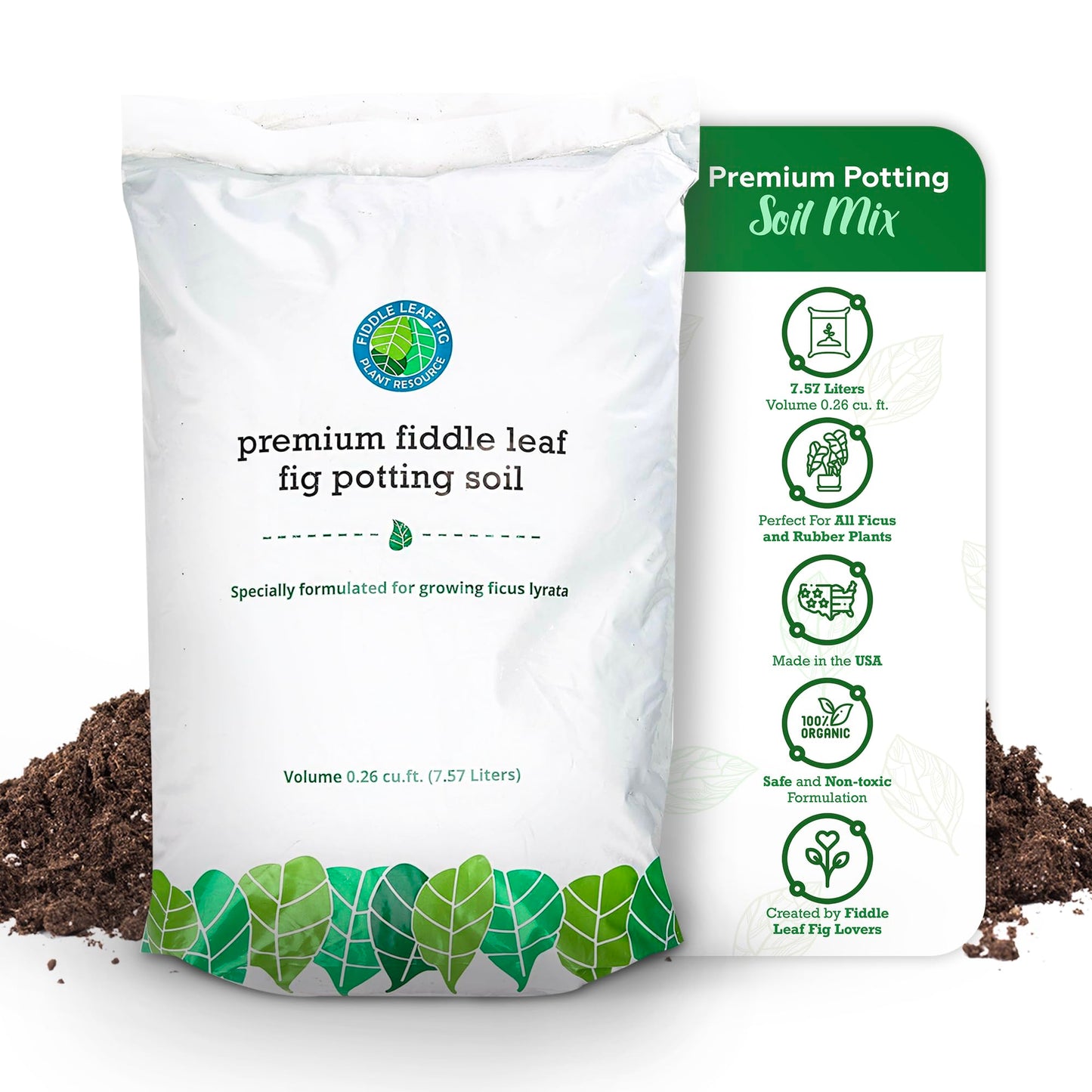100% Organic Fiddle Leaf Fig Soil – Optimally-Draining Potting Mix for Healthy Roots, Fewer Brown Spots & Faster Growth | Enriched with Biochar & Bark | Large 7.5L Bag