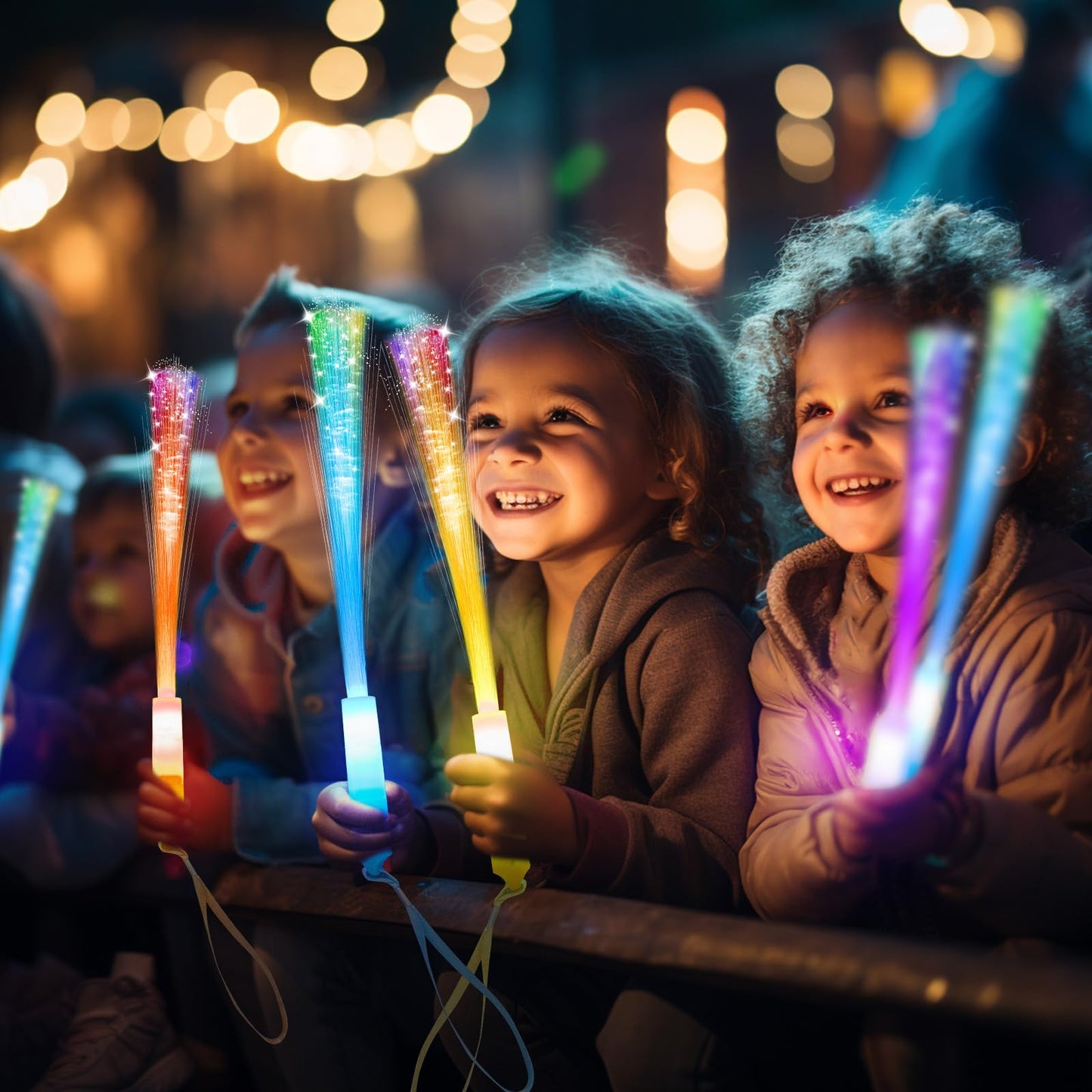 SHQDD 28 PCS Glow Fiber Wands, LED Party Favors, LED Light Wands, Glow in The Dark Party Supplies, LED Flashing Sticks, Fiber Optic Light Wand Stick for Party, Wedding Favors