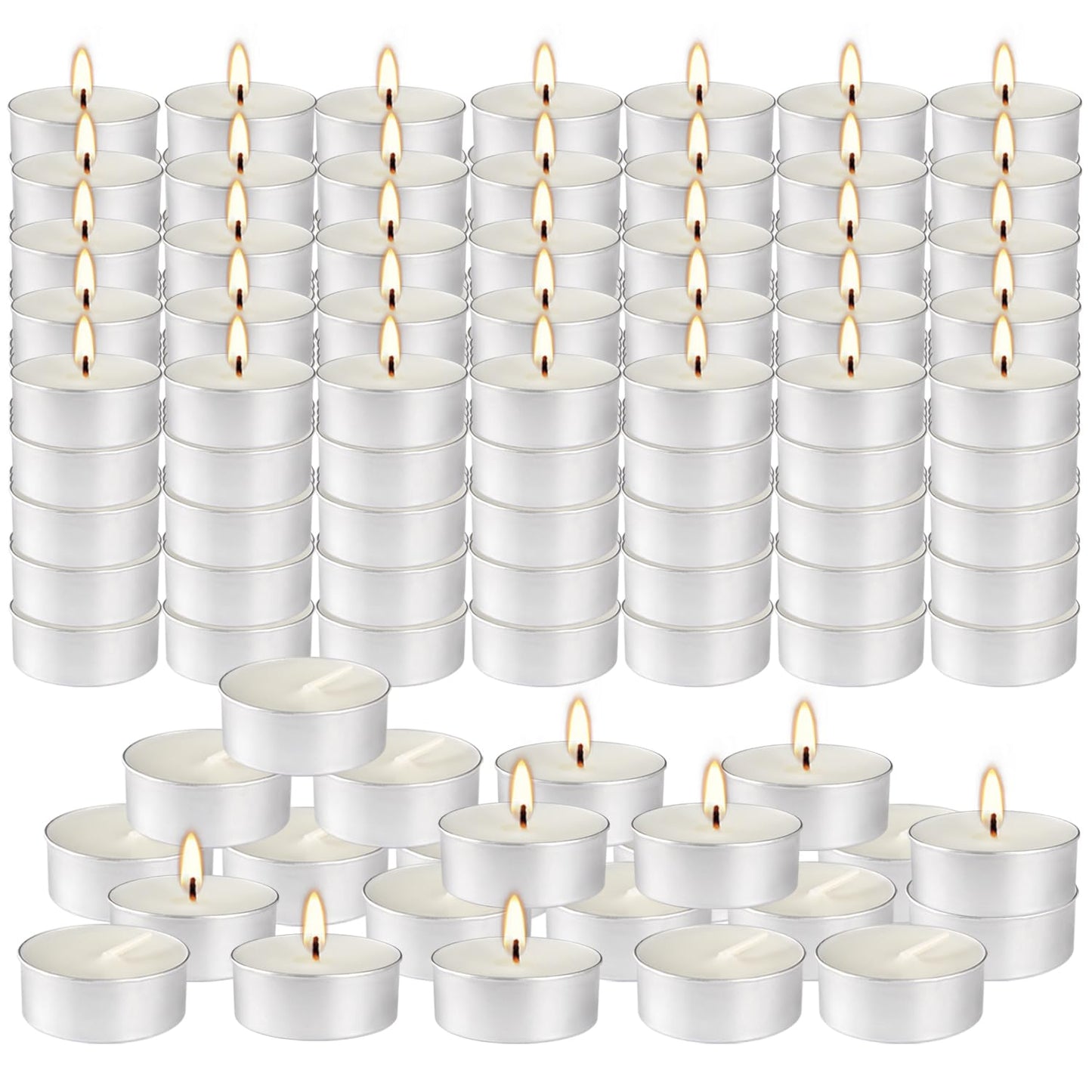 pliadvbu Unscented Tea Lights Candles,White, Smokeless, Dripless,200 in Bulk,4 Hour Long time Burning,for Weddings, Home, Pool,Shabbat, KCJK478