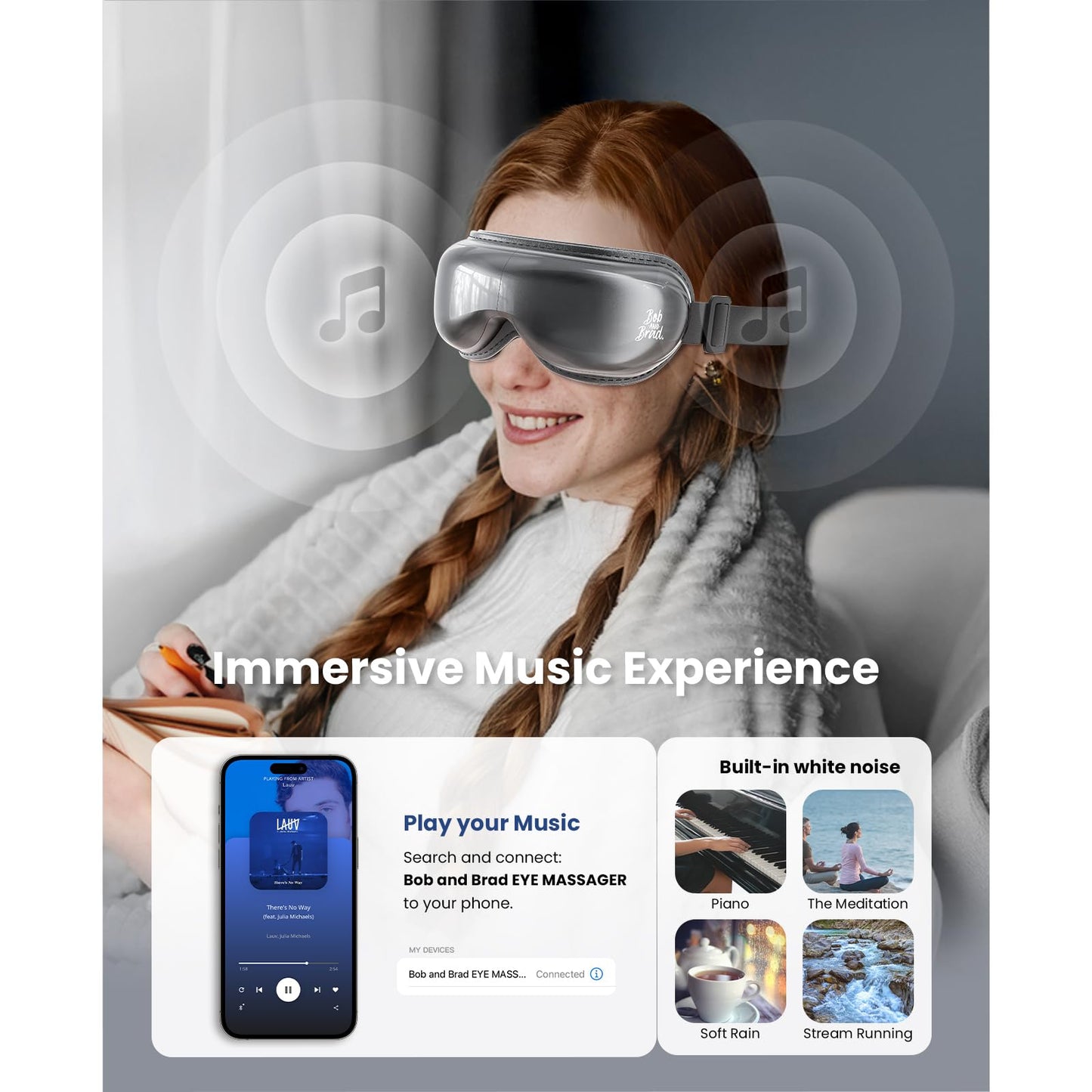 BOB AND BRAD EyeOasis 3 Eye Mask with heat and Cooling, Birthday Gifts,Heated Eye Machine with DIY Setting, Electric Eye Machine, BT Music Eye Relax Devices