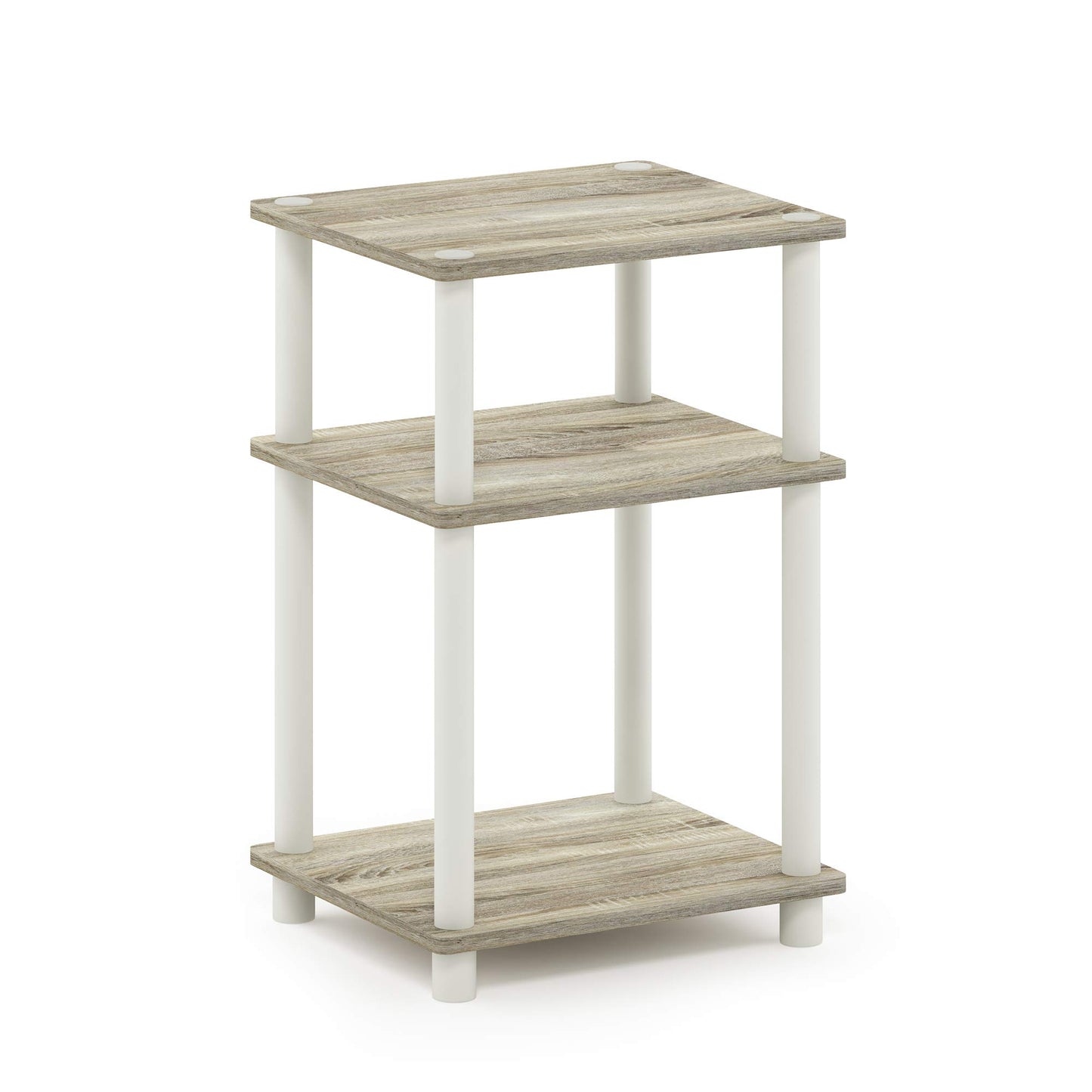 Furinno JUST Side Table, 3-Tier End Table, Open Shelves Night Stand, Bedside Table, Toolless Assembly, for Living Room, Bedroom, Bathroom, Sonoma Oak