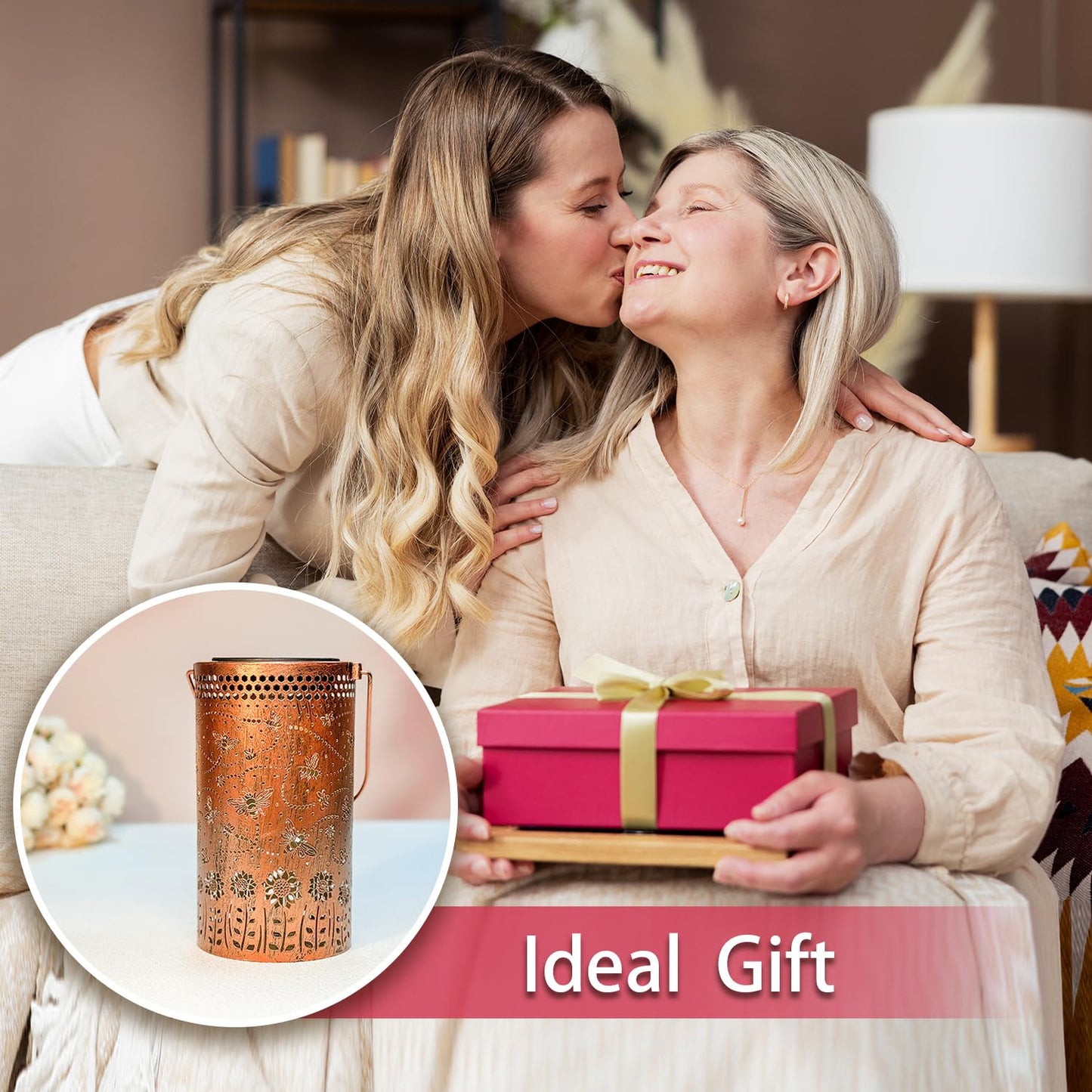 Bee Solar Lanterns Outdoor Waterproof Hanging Solar Lights Bee Gifts for Women Men Metal Honeybee Decorative LED Lanterns for Yard, Patio, Lawn, Tabletop, Pathway, Landscape, Garden Decor