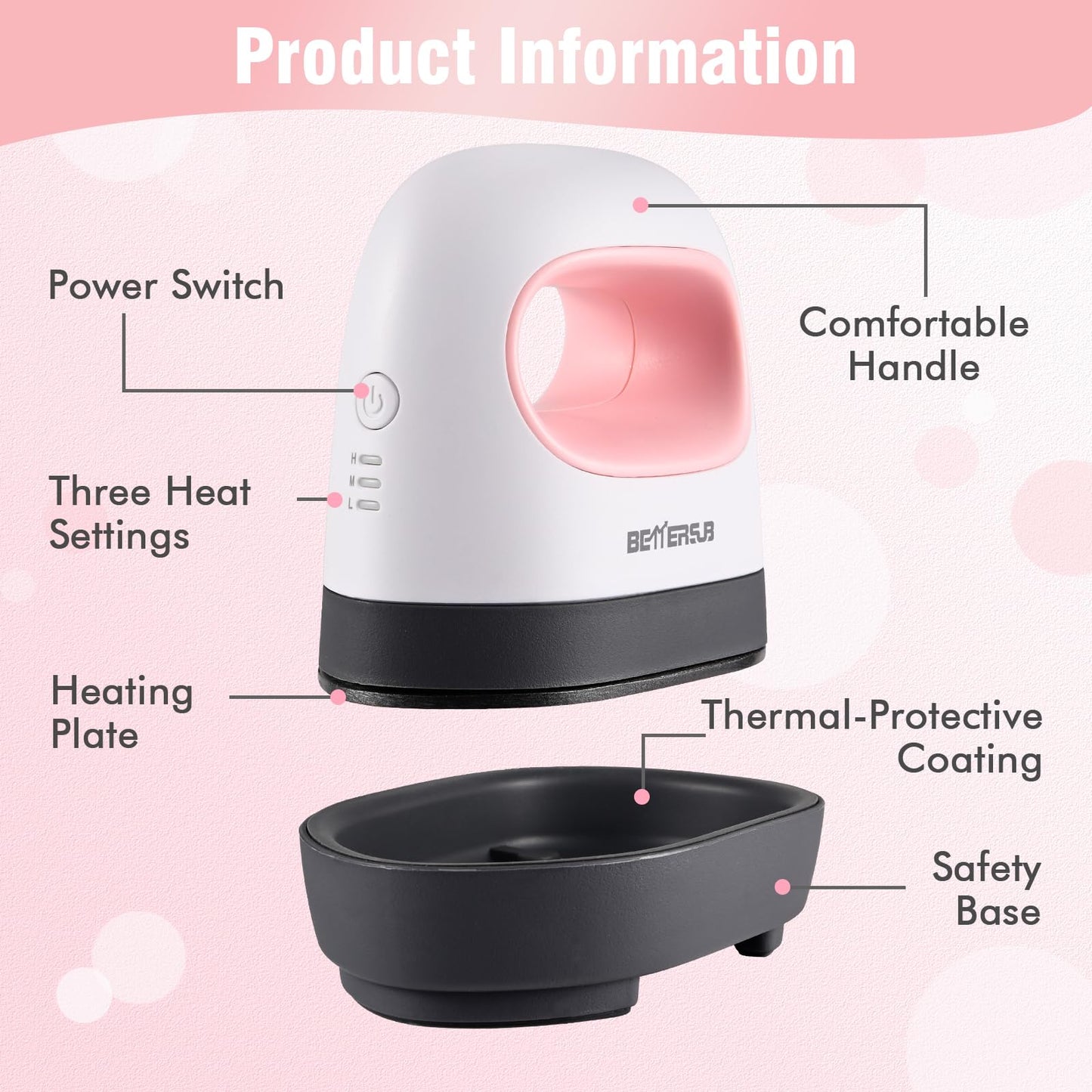BetterSub Mini Heat Press Machine, Small Heat Press Portable Iron Press Machine, Sublimation and HTV Vinyl Shirt Press Machine for Hat, Bags, Heating Transfer Small Projects (Pink)