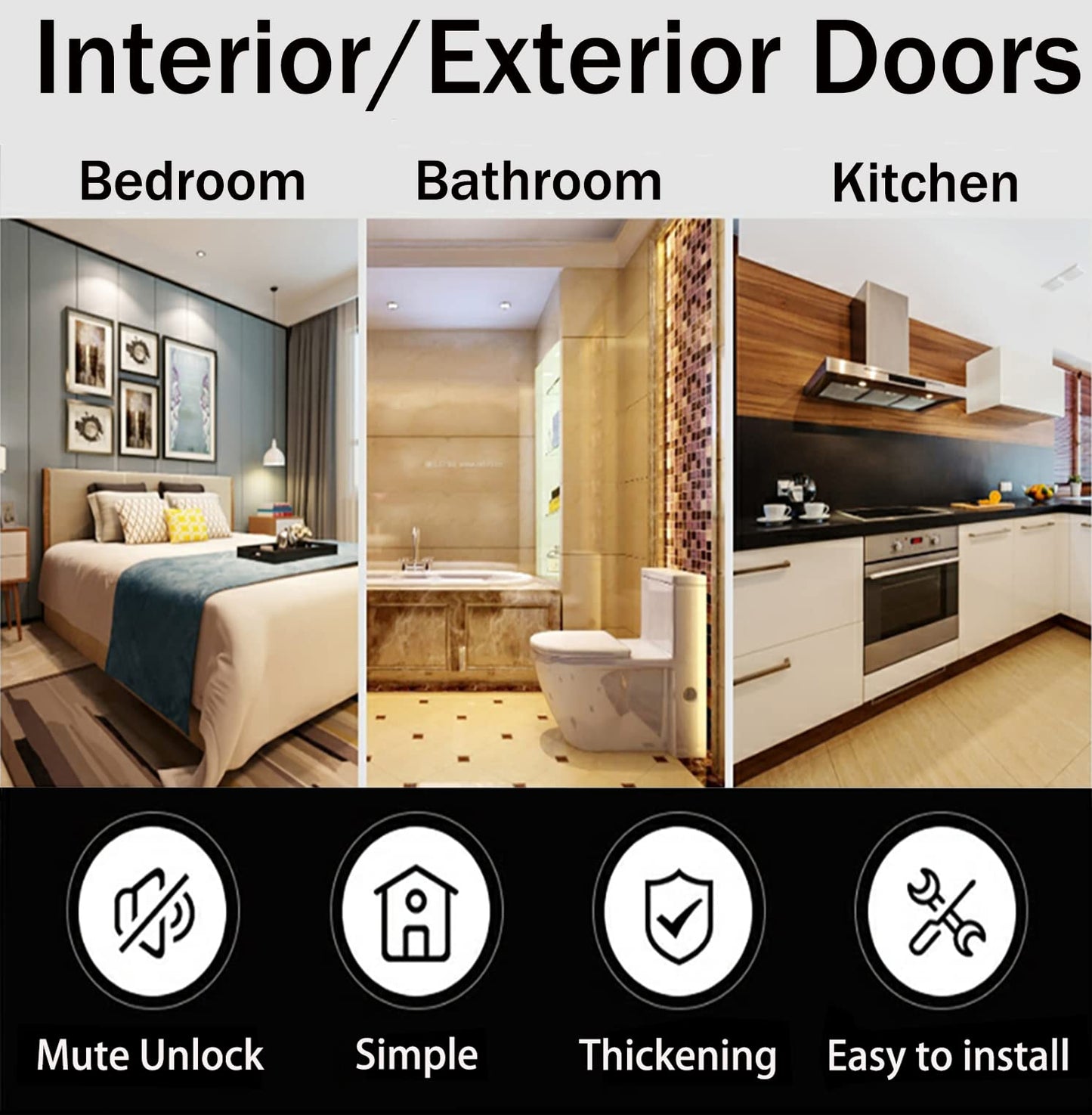Entry Door Handle Lever with Lock Key, Black Square Heavy Duty Door Knob for Use Entry, Passage, Bathroom, Office, Bedroom, Front Entrance Exterior Interior, Rust-Proof Black Coating