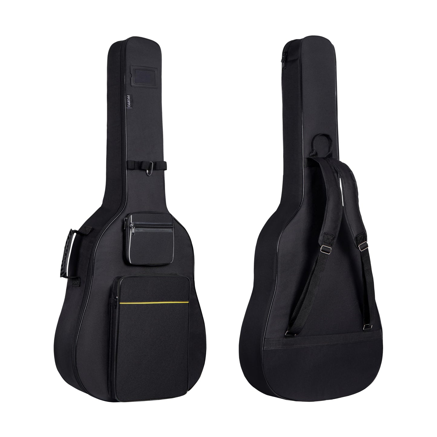 PPOPPO 40 41 42 Inch Acoustic Guitar Bag, Oxford Fabric with 0.35" Thick Padding, Water Resistant Gig Bag, 2 Storage Pockets, Side Handle & Back Hanger Loop, Adjustable Dual Shoulder Straps, Black