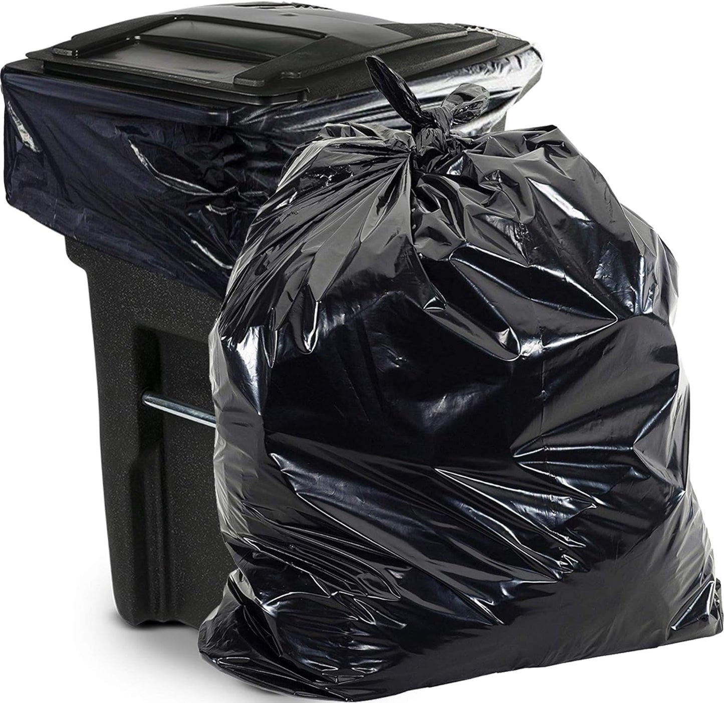 Aluf Plastics 65 Gallon Trash Bags Heavy Duty - 50 Pack - 1.5 MIL - 50" x 48" - Black Plastic Garbage Can Liners for Contractor, Lawn and Leaf, Outdoor, Storage, Commercial, Industrial, Toter, Bag