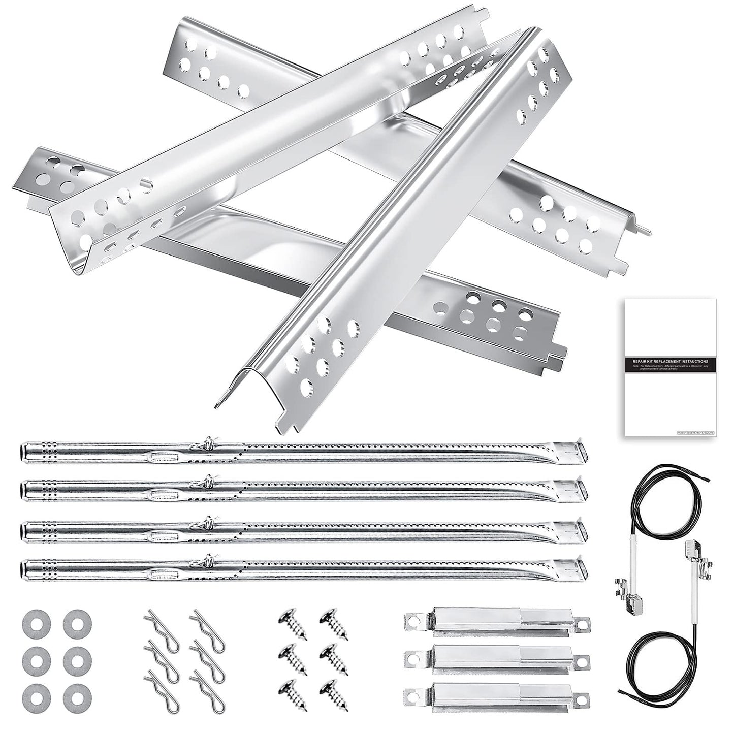 Hisencn Grill Kits for Charbroil Performance 475 4 Burner,Grill Heat Plate, Burner, Crossover Tube for Charbroil 463347017, 463361017, 463673017, 463376217, 463342119, 463376018P2, G470-0004-w1 Grill