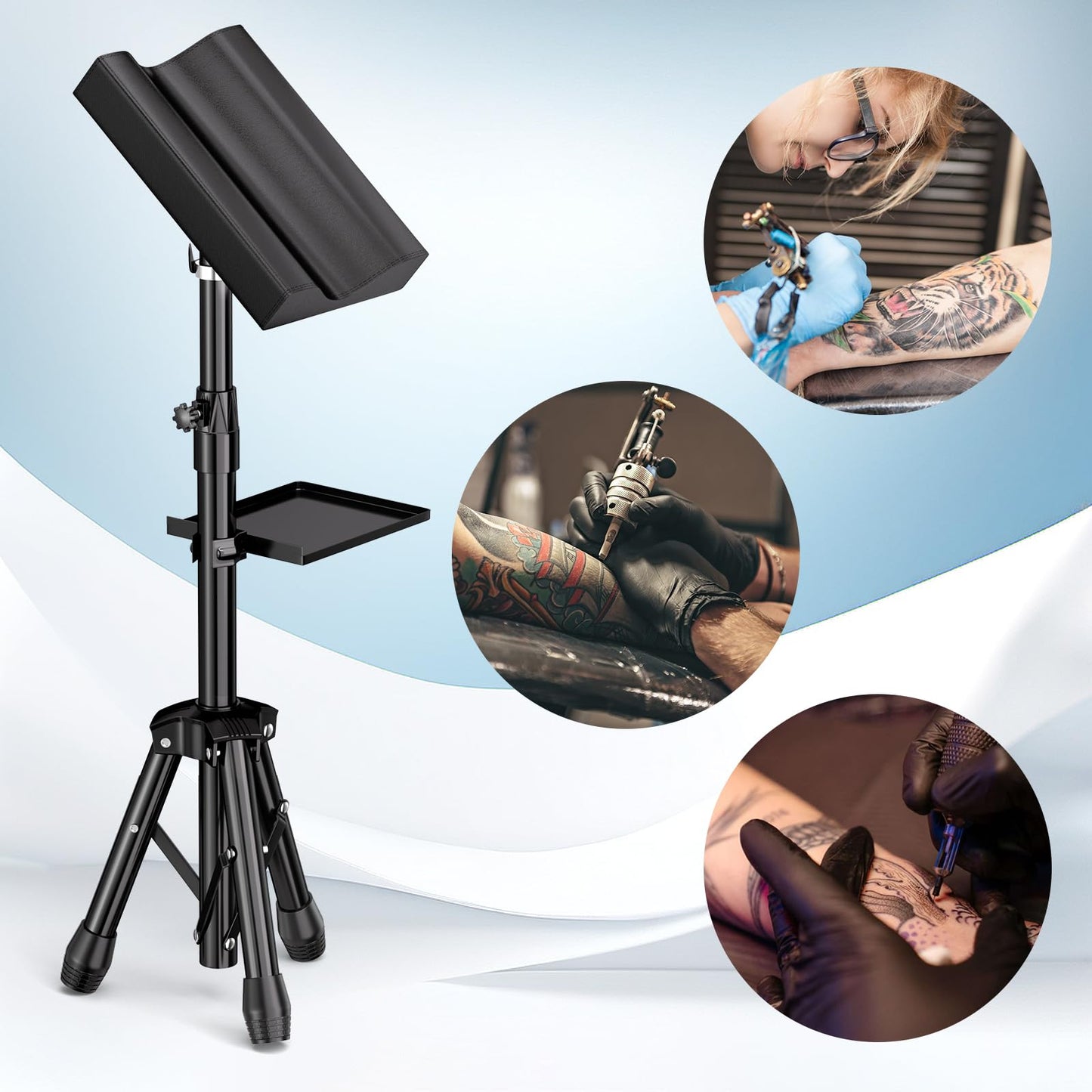 TAIDU Armrest Stand with Tray Arm Leg Rest Tripod - Adjustable Height and Tilt, 180 Rotation Chair for Tattoo Studio Supplies
