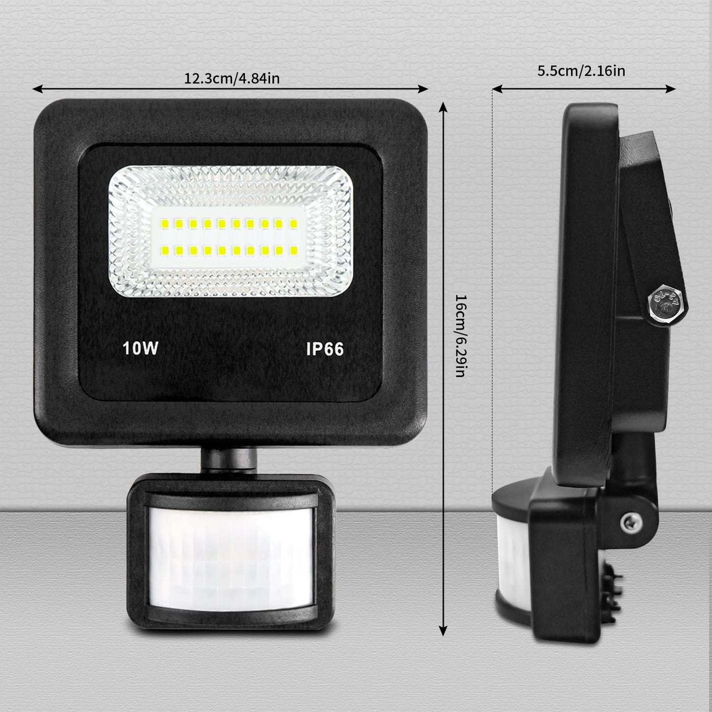 LudoPam LED Motion Sensor Flood Light Outdoor,10W Security Light, IP66 Waterproof Outdoor Light,1100LM,6500K with Plug Motion Security Lights with Plug for Garage Yard Patio Pathway Porch Entryways
