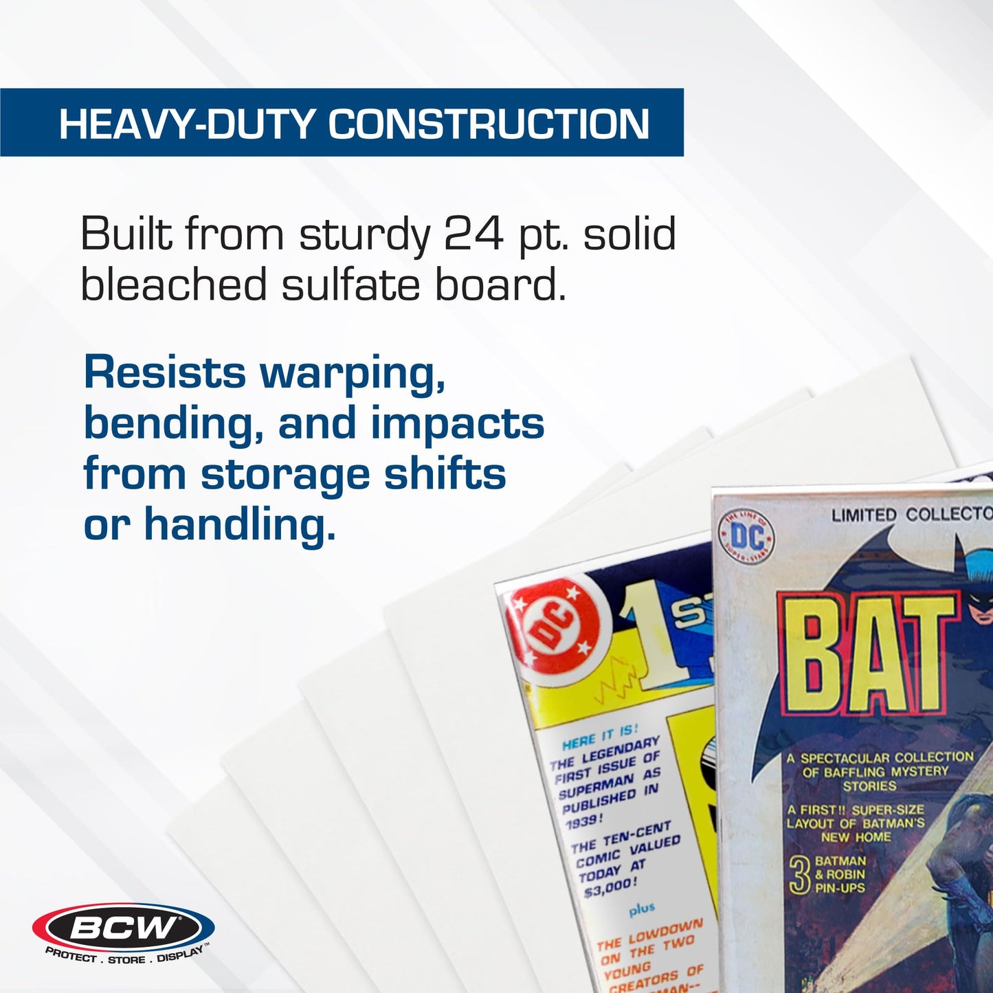 BCW Treasury Backing Boards | Certified Acid-Free, Lab Tested Comic Backing Boards | 10 1/4 x 13 1/2 Inches | 100 Pack | Comic Collection Protection | Comic Book Boards for Treasury Preservation