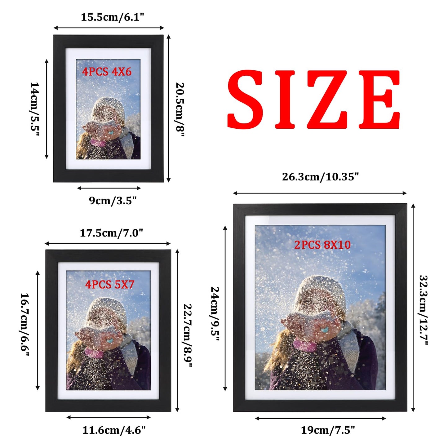 Giftgarden Multi Picture Frames Set, Black Photo Frame for Multiple Photos, Matted, 10 Pcs, Two 8x10, Four 4x6, Four 5x7