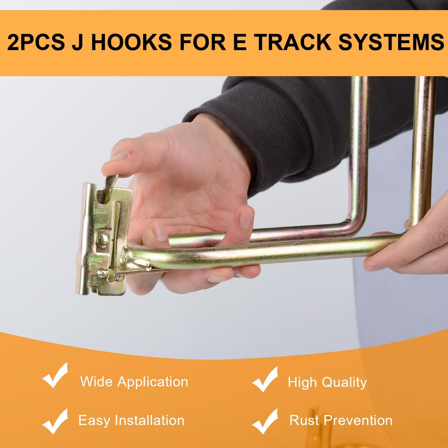 Heavy Duty Durable Large Steel L Hook for E Track Systems Tie Down Anchor Systems for Pickup,Cargo Van,Enclosed Trailers,Semi-Trucks Hang Tools