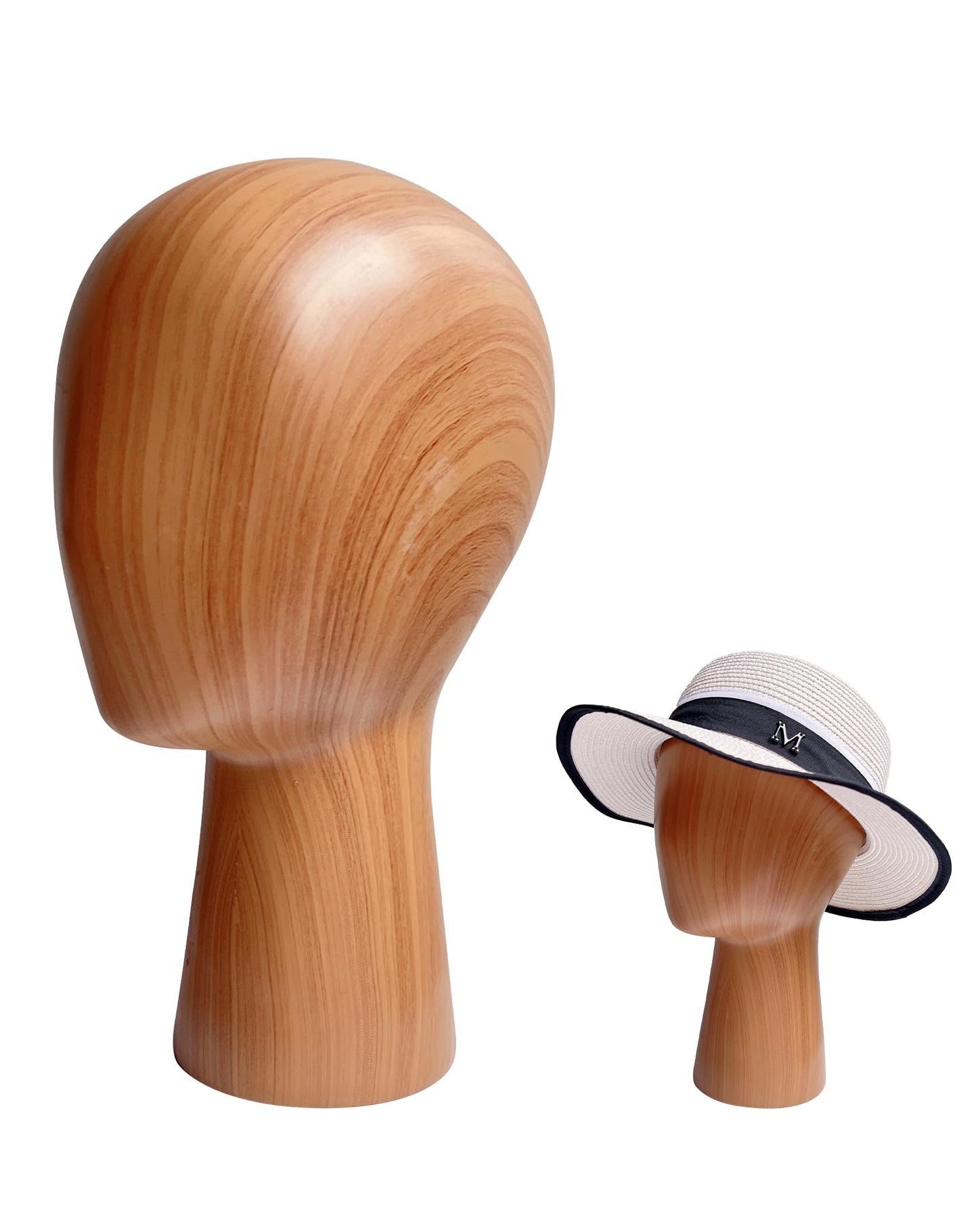 CHADWICK Mannequin Head Block, Hat and Wig Display Stand, Imitation Wooden Wig Head Stand, Abstract Dome Model Head, Manikin Head Hat Holder for Shop, Hair Salon, Home Decor, Durable GFRP Material
