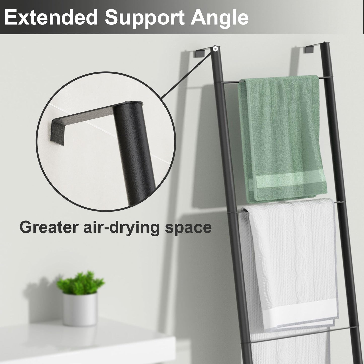Pickpiff Black Metal Blanket Ladder - Free Standing Wall Leaning Ladder Towel Rack for Decorative Bathroom, Living Room, Kitchen, Holder for Towels, Blankets, Quilts(4-Tiers, Black)