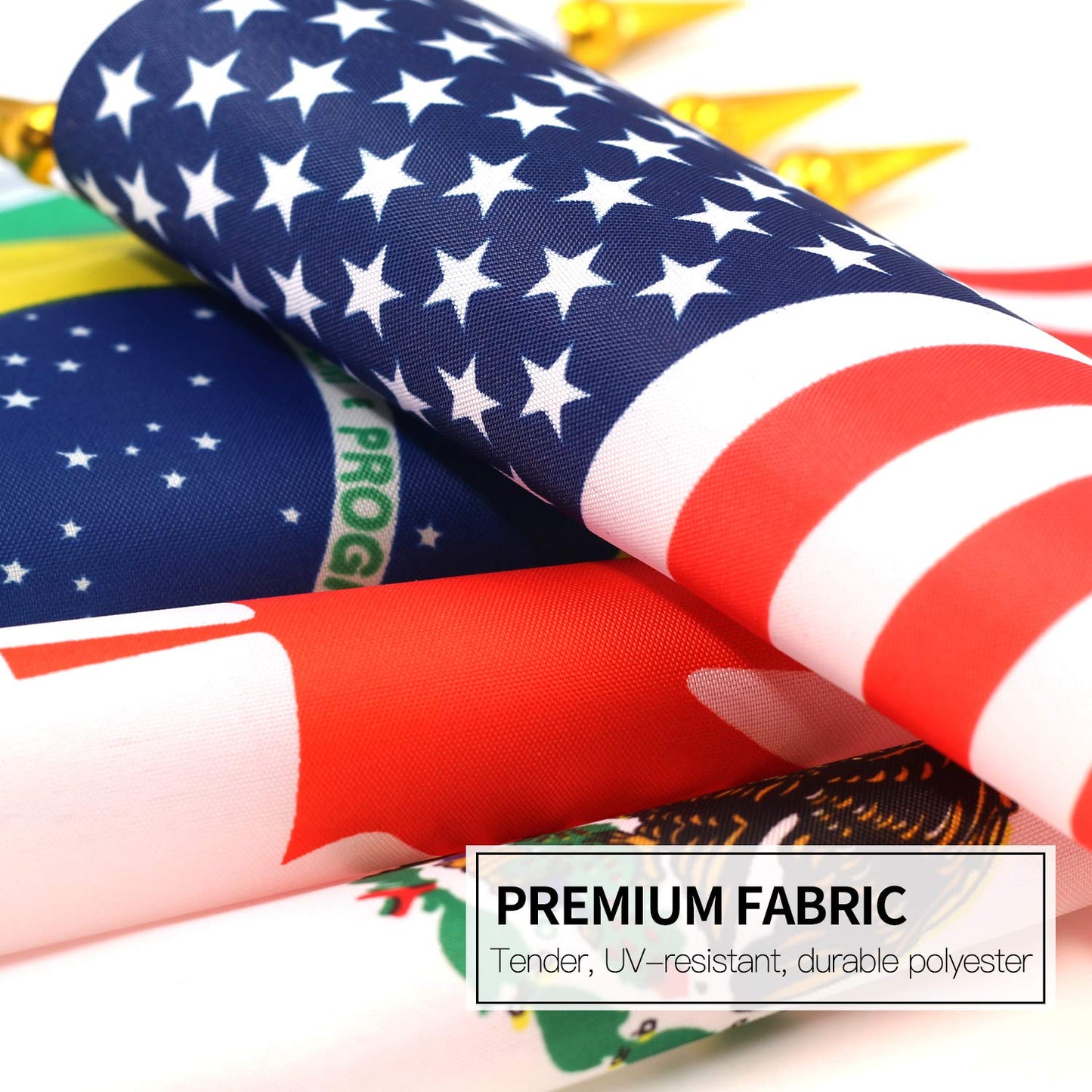 ANLEY 24 Countries Deluxe Desk Flags Set - 7.5 x 5.5 Inches Miniature American US Desktop Flag with 12.5" Black Pole - Vivid Color and Fade Resistant - Come with Black Base and Black Top