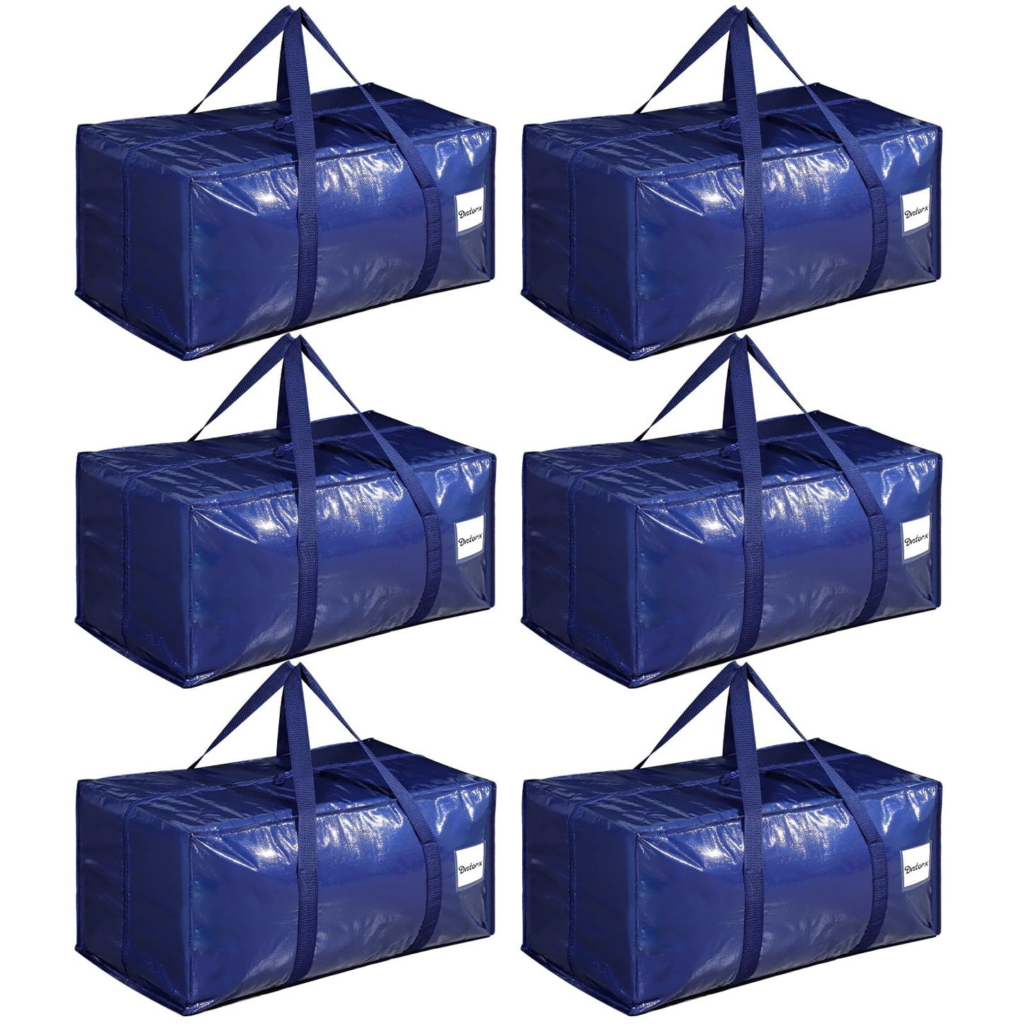 Dntorx 6 Pack 90L Moving Bags, Heavy Duty Moving Totes, Waterproof Storage Bag with tag Window（Blue）