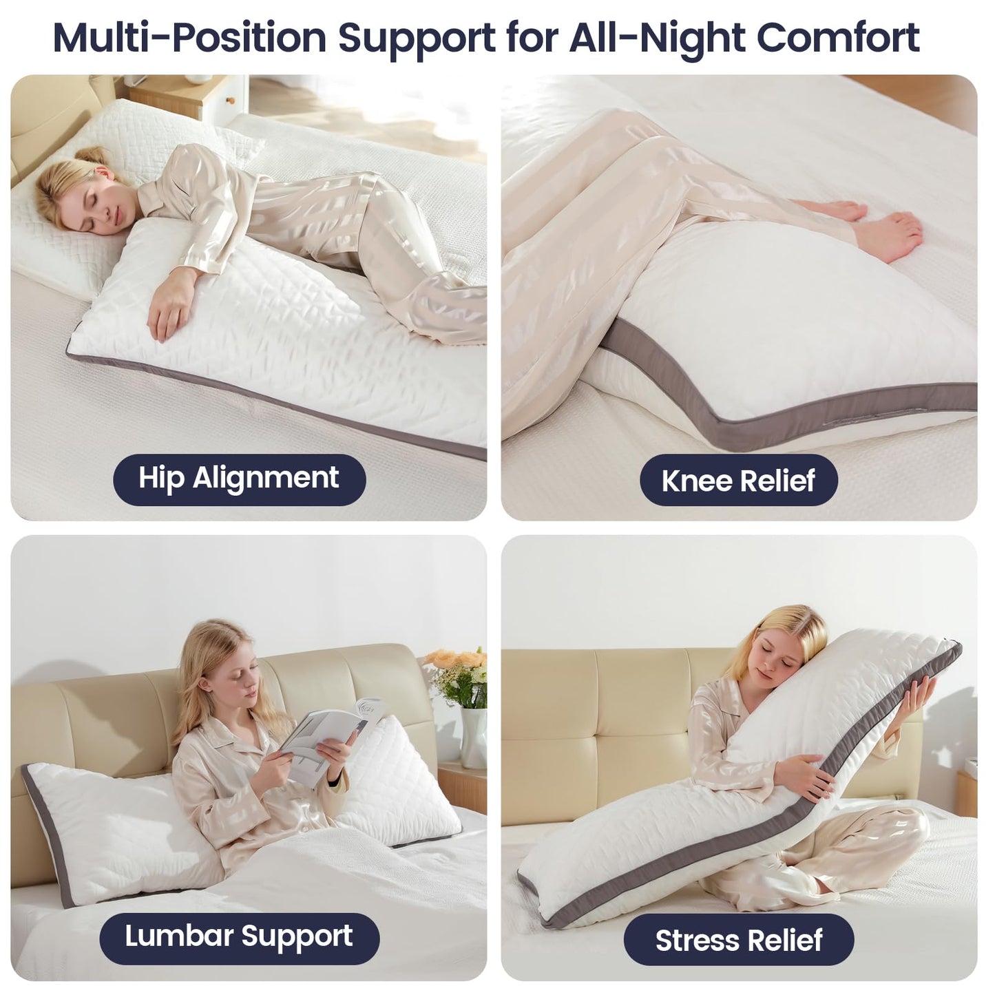 Rainmr Shredded Memory Foam Full Body Pillow, Long Hugging Bed Pillows for Adults, Breathable Extra-Firm Large Pillow for Side Sleep, Big Support Body Pillow for Sleeping (20 x 54 Inches)