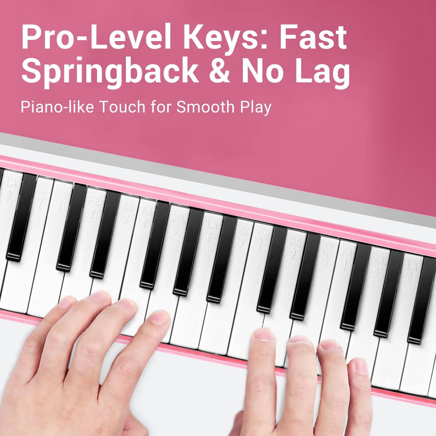 MOSEN 32 Keys Melodica Instrument, Air Piano Keyboard Pianica Soprano Melodica with 2 Soft Long Tubes, Short Mouthpieces, Carrying Bag, Pink