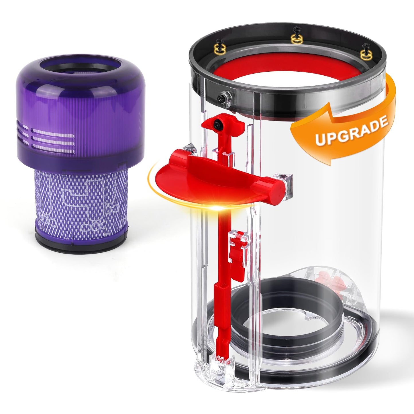 Upgraded Canister Replacement for Dyson V11 V15 SV14 SV15 SV22 Vacuum Cleaner Dust Bin, for Large Bin Part no. 970050-01 and Part no. 965443-01 with HEPA Filter