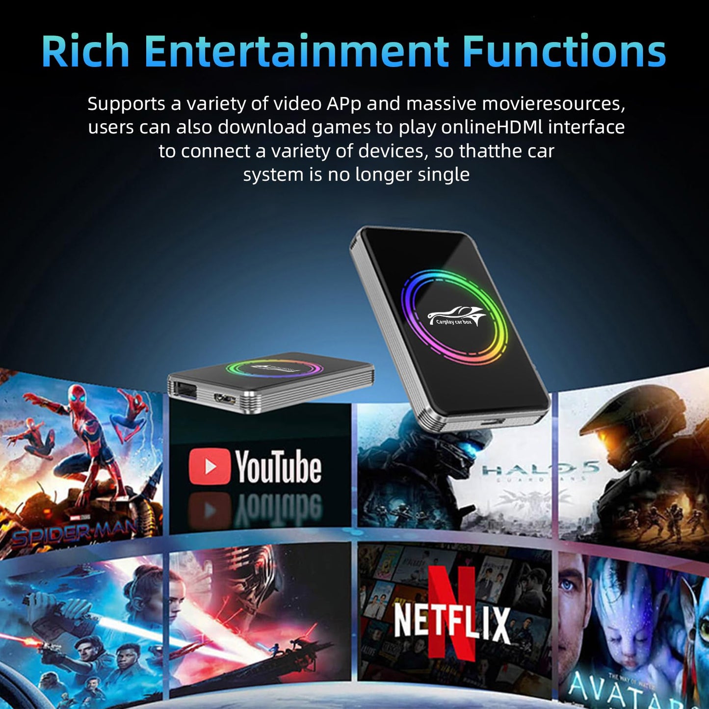 3-in-1 Wireless CarPlay Adapter，AI Magic Box Support Netflix/YouTube/TikTok, Plug & Play, 4GB+32GB ROM, Android 13 System, WIFI6 & Bluetooth 5.4, Fit with iPhone 6+/iOS10+/Android 11+