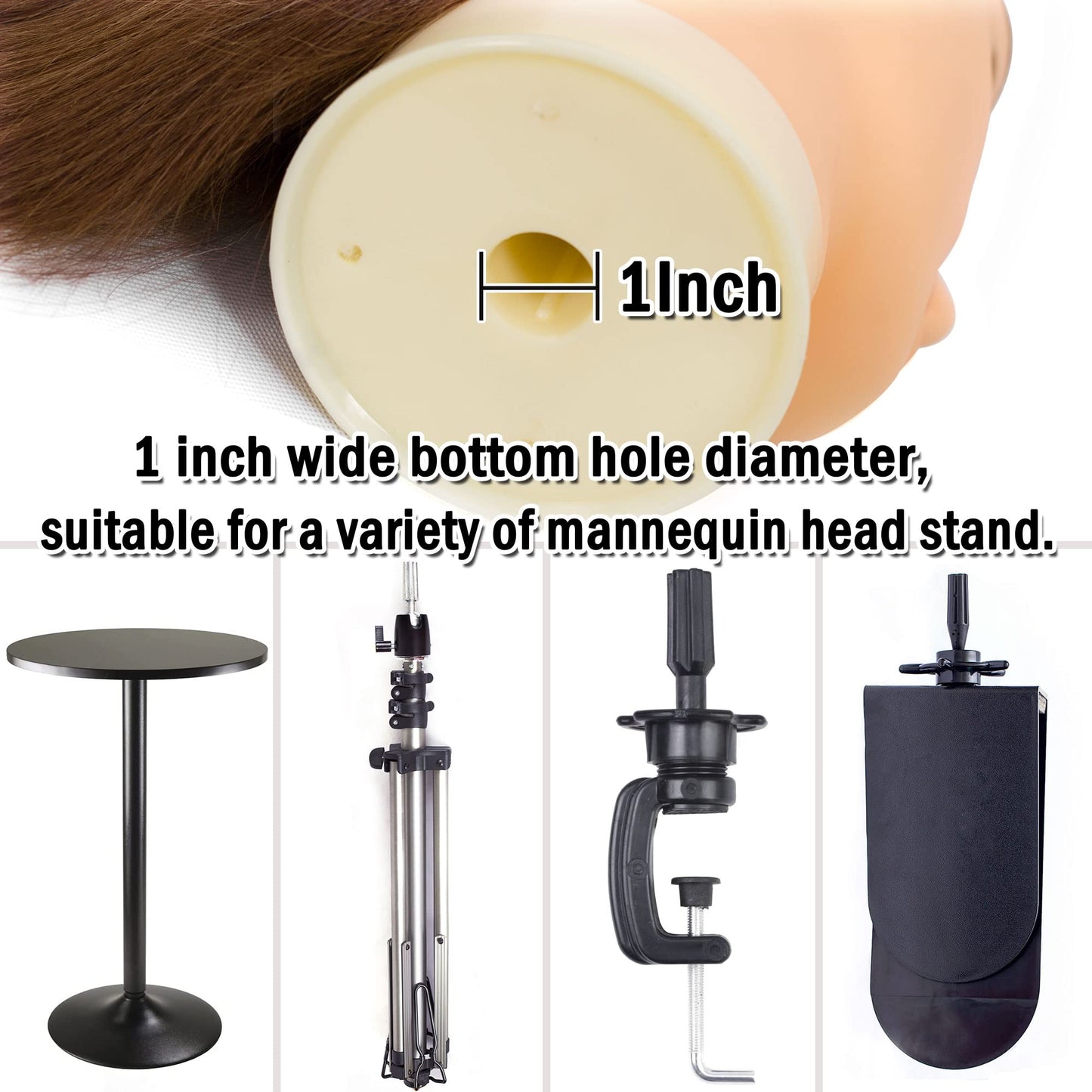 DIRUISI Male Mannequin Head with 100% Human Hair, 8Inch 3B#, PVC Material, Cosmetology Education Focus