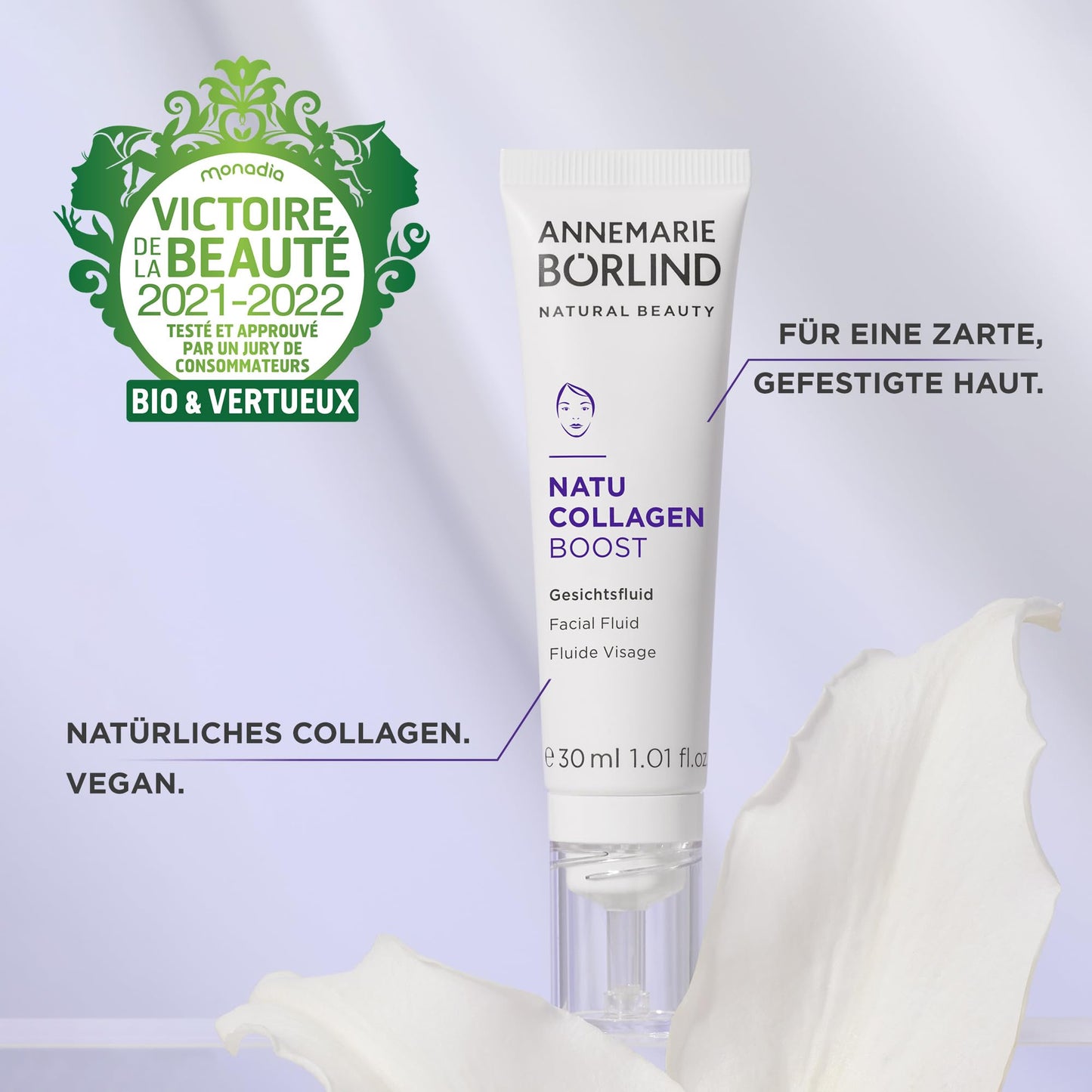 Collagen Skin Repair Serum, 30 mL – Vegan NATU COLLAGEN FLUID by ANNEMARIE BÖRLIND – Natural Moisturizer For Face With Plant-based Vegan Collagen & Hyaluronic Acid To Improve Skin Elasticity