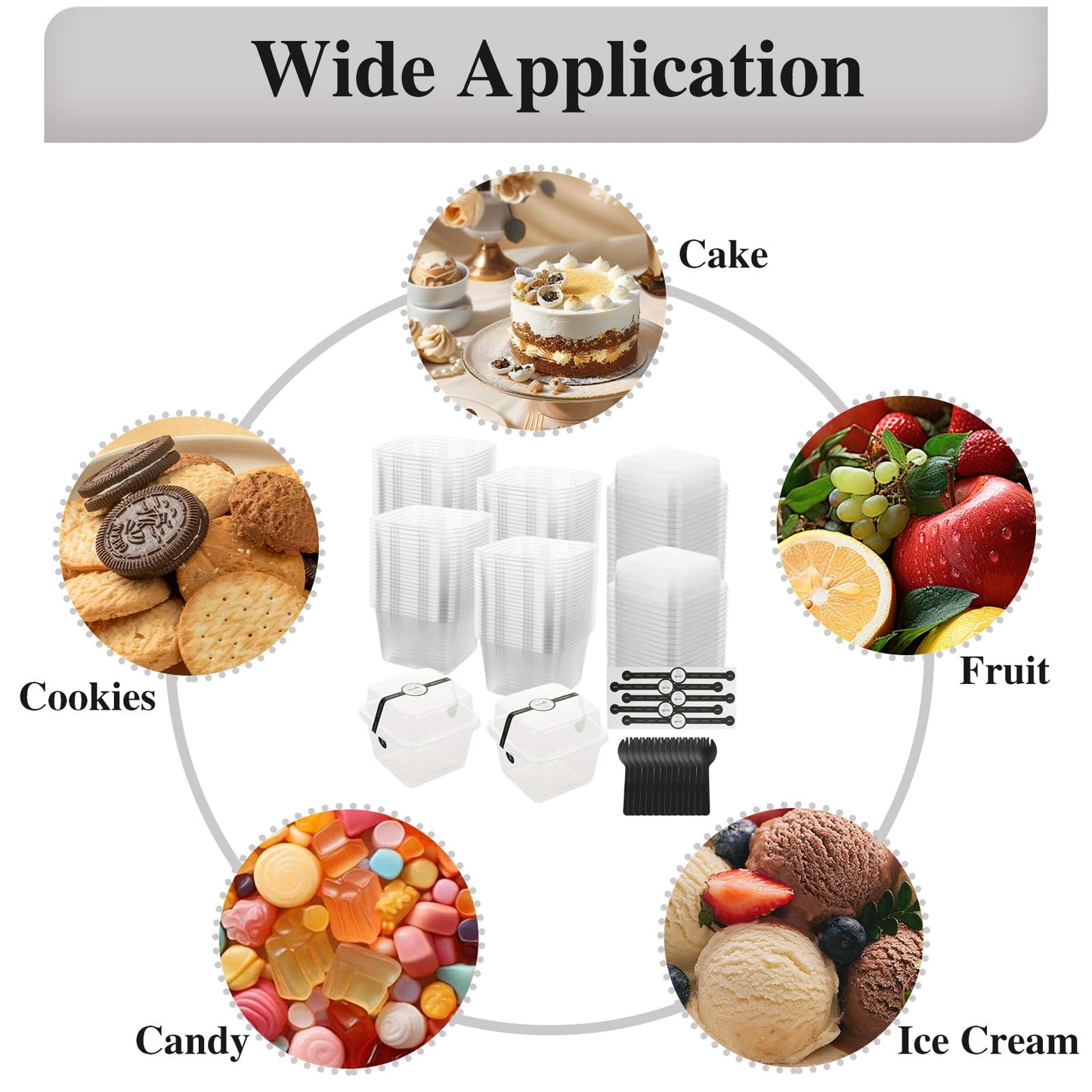 JMIATRY 100PCS 8 oz Square Plastic Dessert Cups with Lids and Spoons Clear Disposable Dessert Cup Tiramisu Container 8oz Plastic Parfait Cups for Cupcake Mousse Yogurt Pudding Fruit