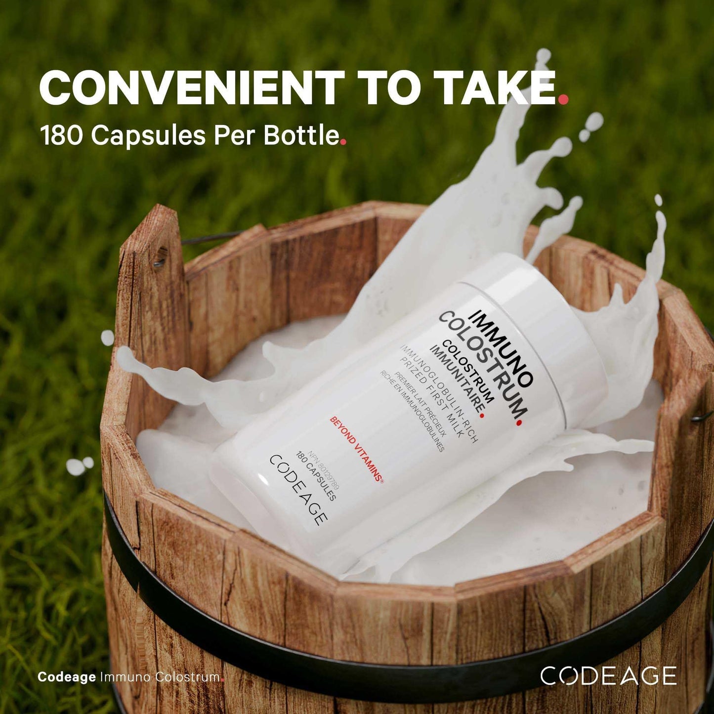 Codeage Immuno Colostrum Supplement - Grass-Fed Bovine Colostrum Pills - Freeze-Dried - Prized First Milk Rich in Immunoglobulins - Cow Colostrum - Colostrum Milk Powder - Non-GMO - 180 Capsules