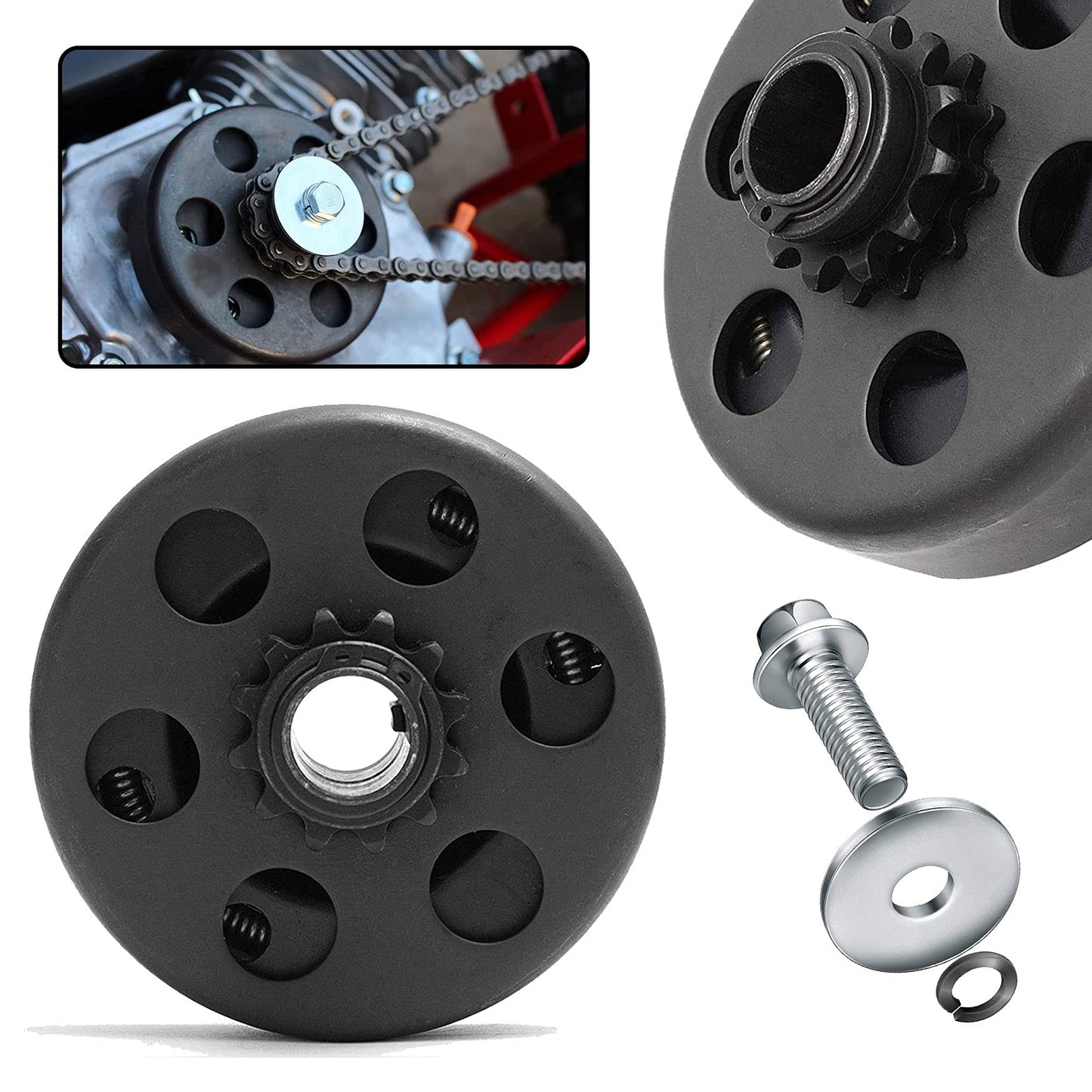 Go Kart Clutch 3/4" Bore 12T with #35 Chain Centrifugal Clutch and Chain for Go Kart Minibike Honda Kart Engines