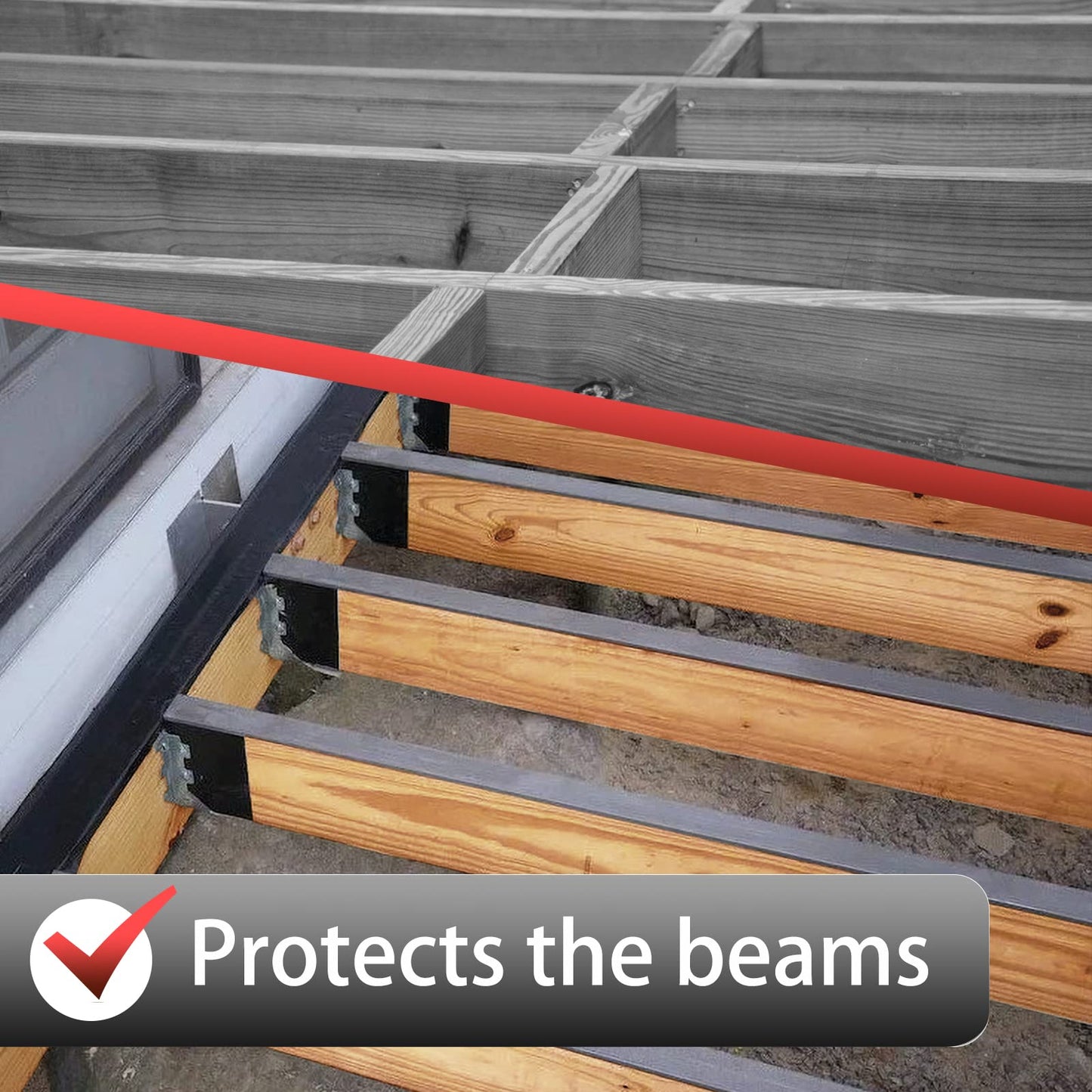 6 Pack Deck Joist Tape for Decking,1 5/8" X 50' Butyl Joist Tape for Flashing,Deck Joists Tape for Beams,Protect Butyl Joist Seal Deck Tape, Deck Tape Joist Butyl