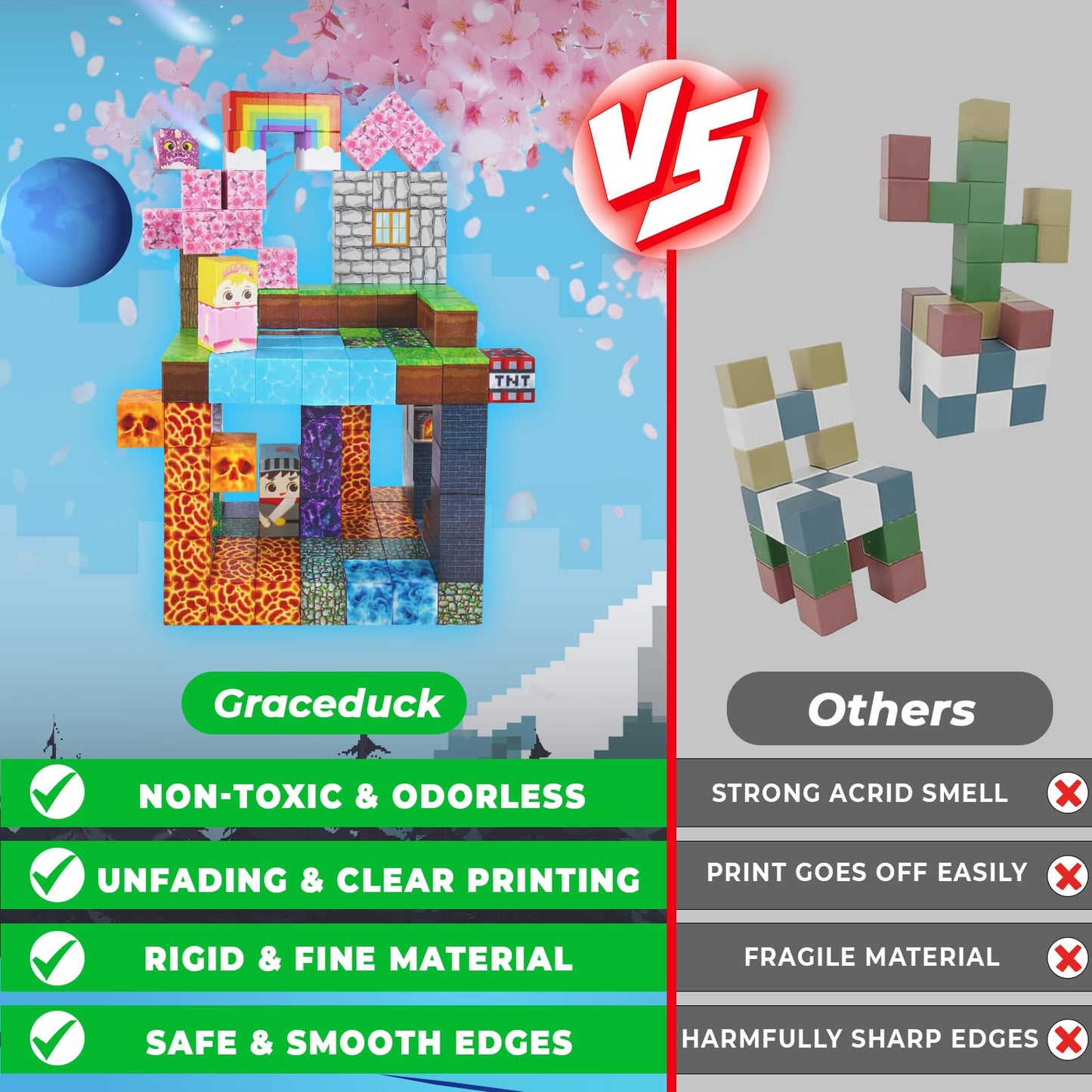 GraceDuck Magnetic Blocks 150 PCS Build Dark Swordsman's Forest Castle - Magnetic Building Blocks Cubes STEM Sensory Toys for Kids Birthday Gifts for 3 4 5 6 7 8 9 10 Year Old Boys Girls Toys