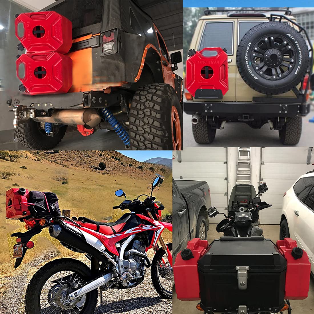 5L/1.3 Gallon Utility Jug Water Container Spare Emergency Backup Storage Can with Mounting Bracket Lock for Motorcycle SUV ATV Most Cars