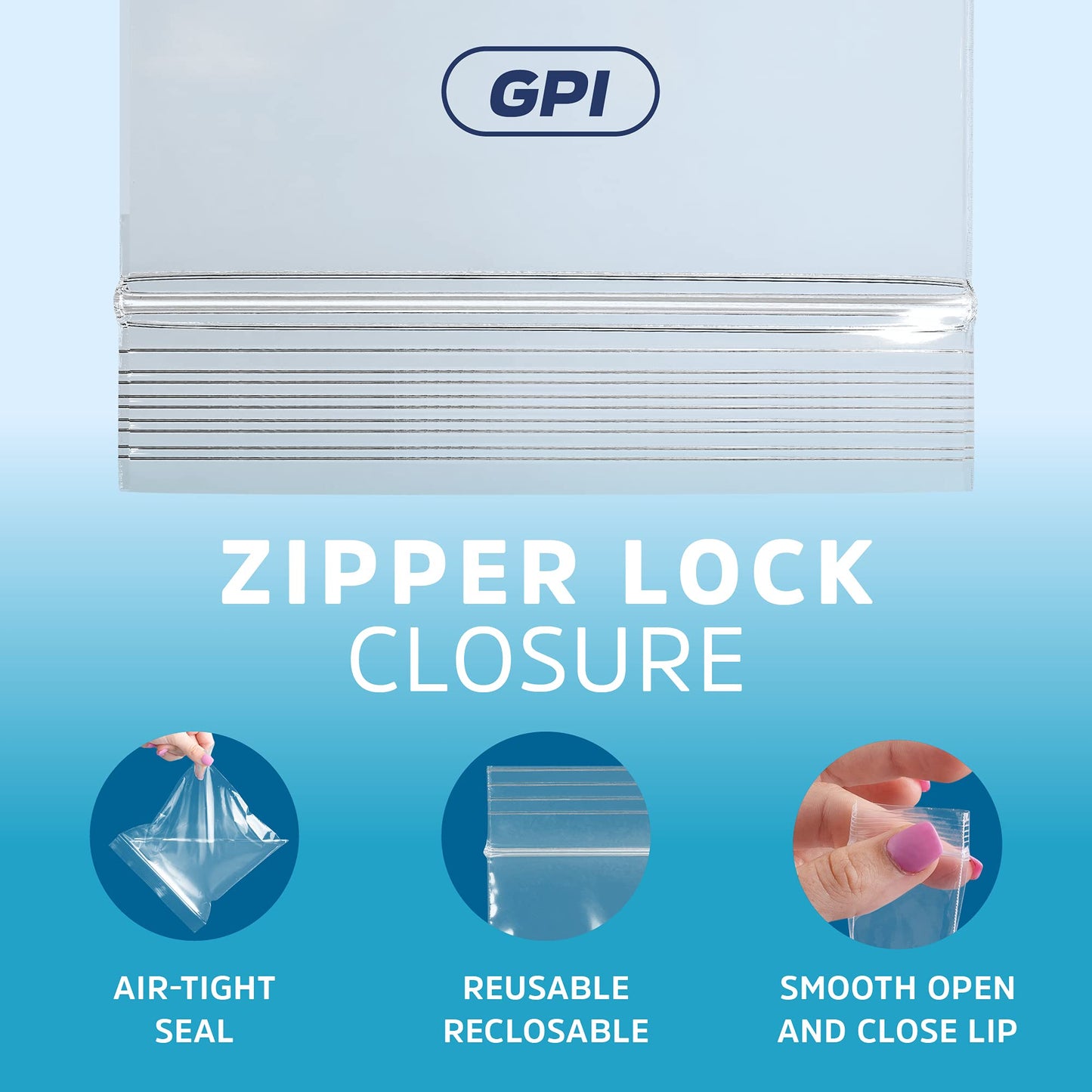 2.5 x 3 inches, 4Mil Clear Reclosable Zip Bags, Case of 1,000 - GPI Brand