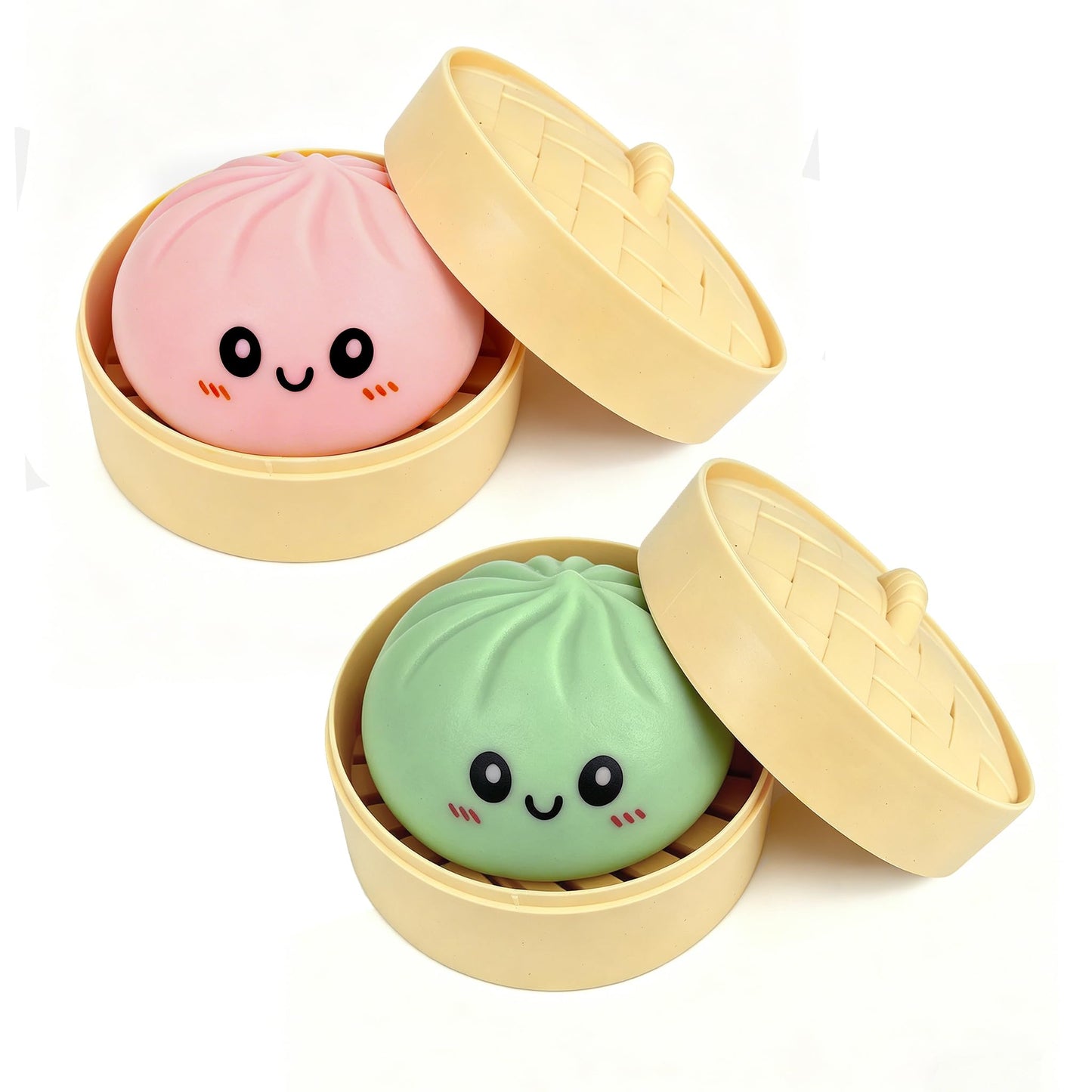 Tansix Pink and Green Dumpling Squishies New Mystery Glitter Squishies Dumpling with Box Stress Relief Balls Sensory Toys Desk Squeeze Toys Gift