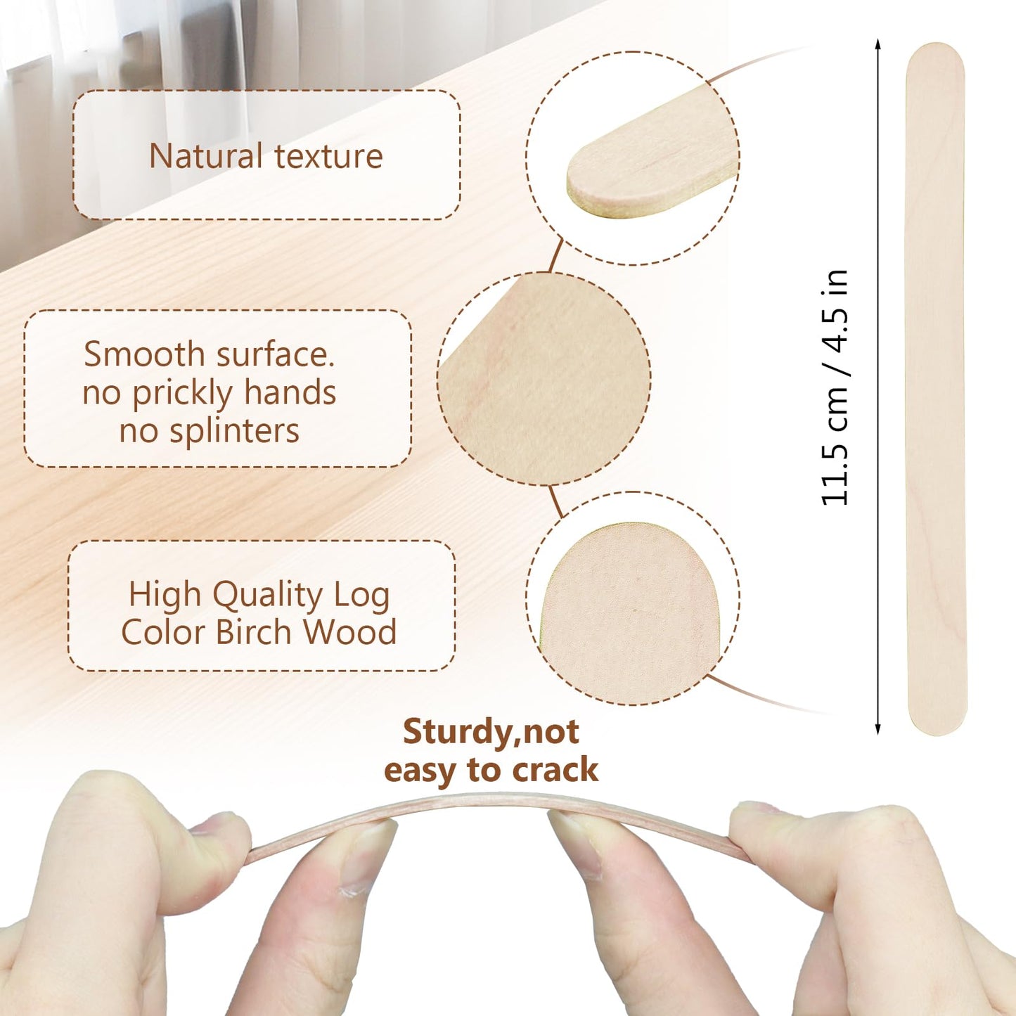 2000 Pcs Wooden Popsicle Sticks for Crafts, 4.5 Inch Ice Cream Sticks Bulk, Natural Wood Craft Sticks for Hair Removal Tongue Depressor Wax Applicator DIY Craft