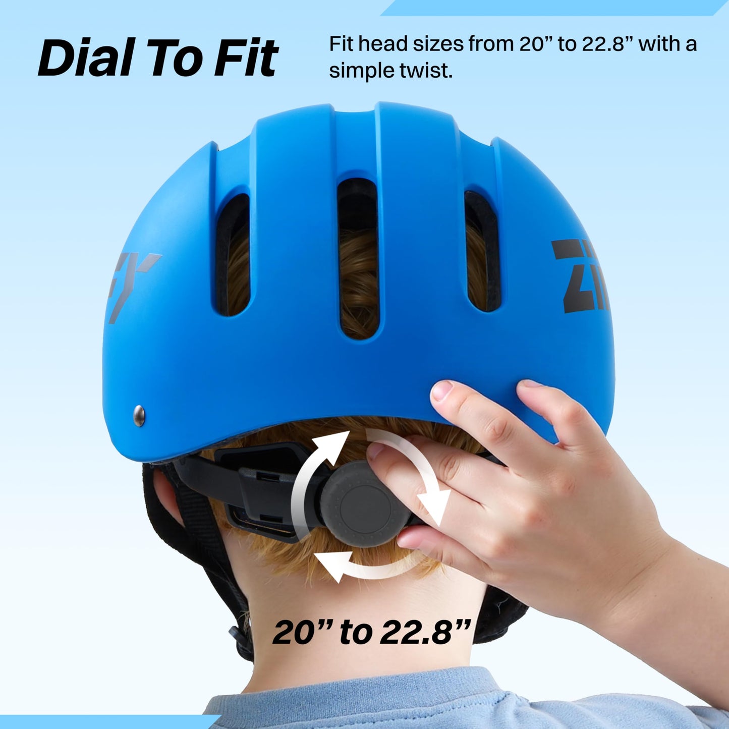 ZIFFY Youth Bike Helmets for Kids – Lightweight, Adjustable, Safety Certified Scooter Helmet for Boys & Girls with Washable Inner Lining, M, Blue