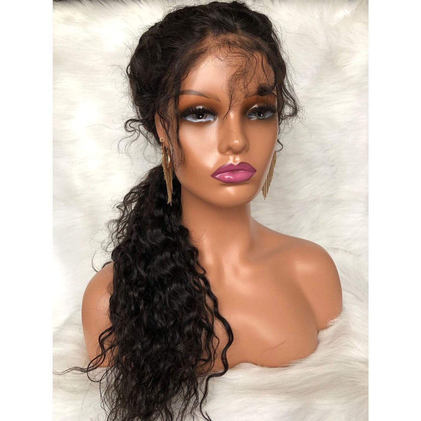 Dreambeauty Realistic Female Mannequin Head with Shoulder Manikin PVC Head Bust Wig Head Stand for Wigs Display Making,Styling,Sunglasses,Necklace Earrings (Light Brown)