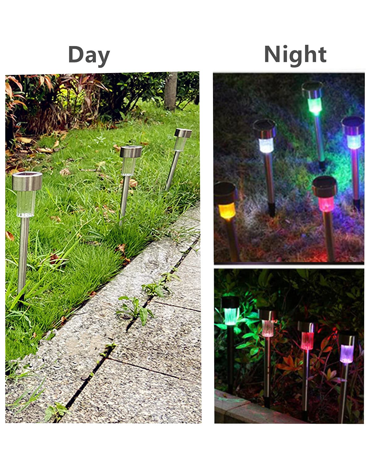 NEWOTE 10PCS LED Outdoor Steel Garden Solar Powered Landscape Light Lamp Yar Pathway Stake Lights (Blue)