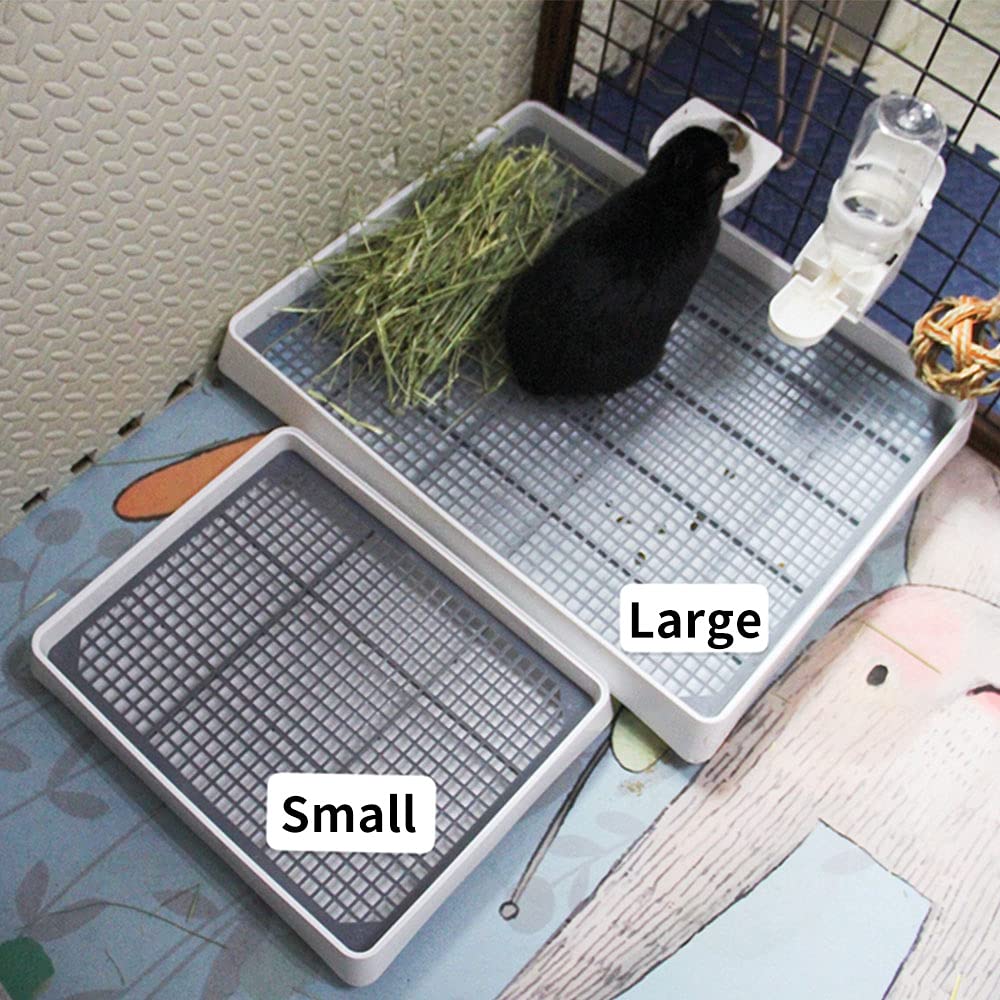 Guinea Pig Litter Pan with Grate, Small Animal Litter Box for Cage, Bunny Restroom Tray Toilet Potty Trainer for Ferret Chinchilla Rat