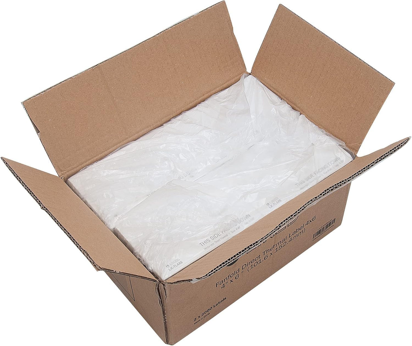 L LIKED 4000 Fanfold 4" x 6" Direct Thermal Shipping Labels, with Perforated Line for Thermal Printers - Compatible with Zebra & Rollo Printer