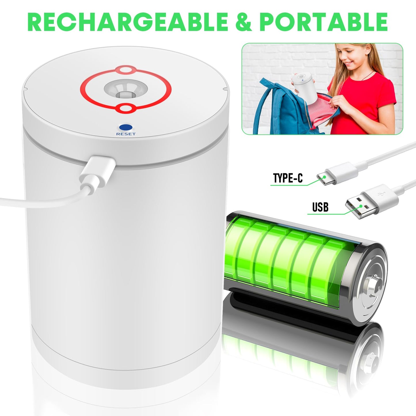 Fully Automatic Electric Pencil Sharpener,Rechargeable smart Pencil Sharpener.Suitable for No. 2/Colored Pencils (6-8 mm),Applicable to School/Classroom/Office/Home