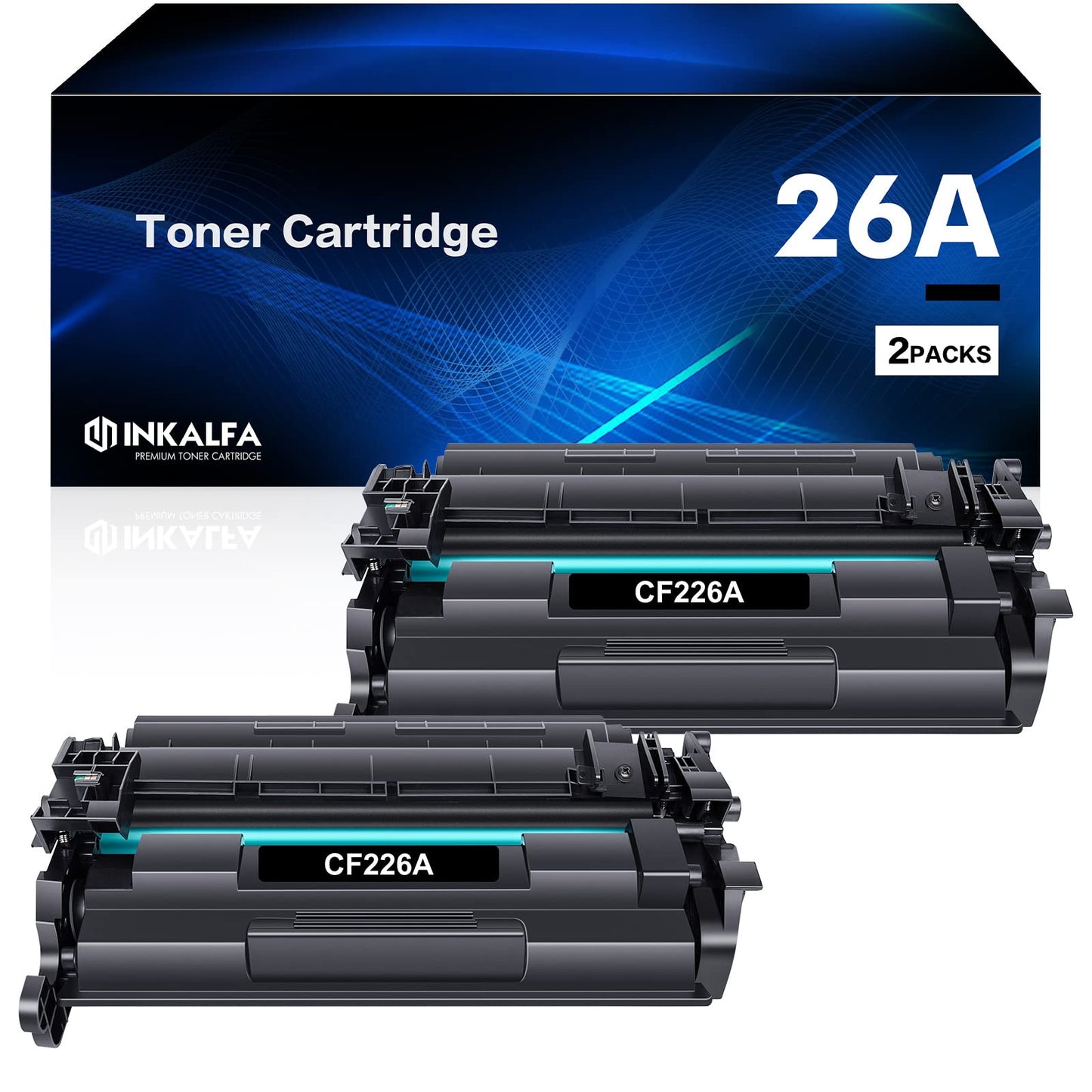 CF226A 26A Black Toner Cartridge 2 Pack Compatible Replacement for HP 26A CF226A 26X CF226X for HP Pro M402dn M402n M402dw M402 Pro MFP M426fdw M426fdn M426dw M426 Series Printer Ink