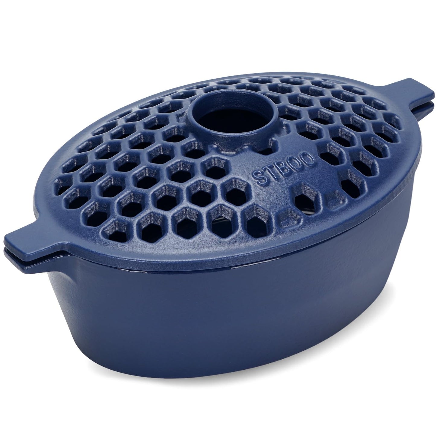 STBoo Wood Stove Steamer - Cast Iron Fireplace Humidifier | Indoor Pot for Home Heating | Bowl Fire Place Stove Covers Accessories Decorative | Matte Finish & Rust Resistan & 2.7 Quart, Blue