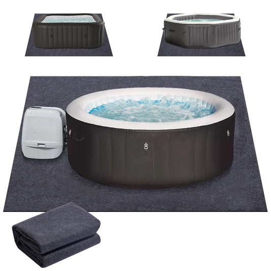 100 Inch Square Hot Tub Mat, ALYCLIP Inflatable Hot Tub Pad Outdoor Waterproof Spa Pool Ground Base Flooring Protector Slip-Proof Backing for Protect Hot Tub Pool from Wear