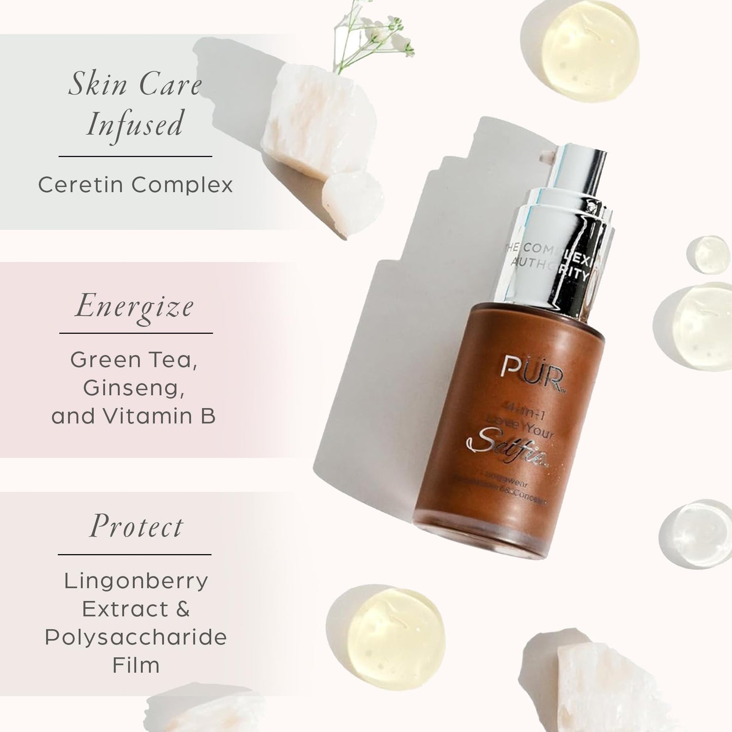 PÜR 4-in-1 Love Your Selfie Longwear Foundation & Concealer, Full Coverage Liquid Foundation, Hydrating Formula, Cruelty Free