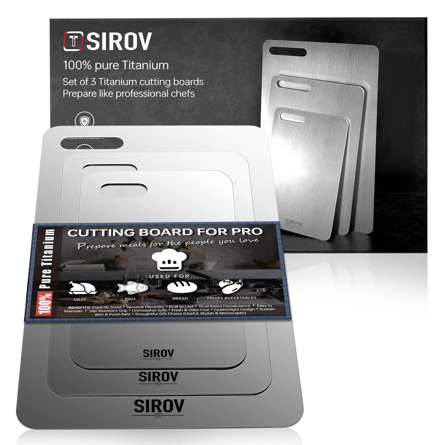 Titanium Cutting Board, Dishwasher Safe Chopping Board, Hygiene and Durability for Meat, Fruit, and Vegetables