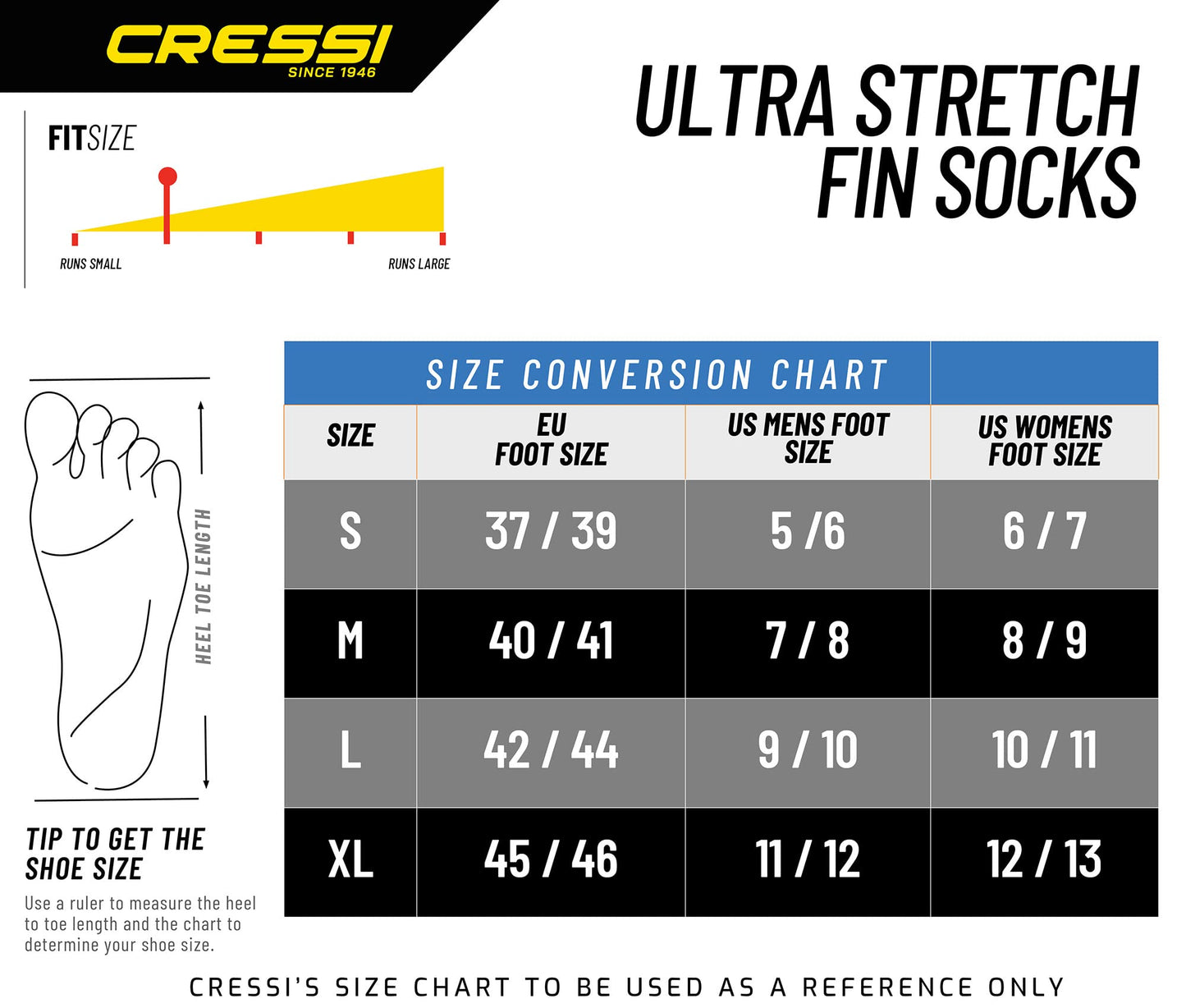 Cressi Ultra Stretch Socks 1.5 mm, Black, XL